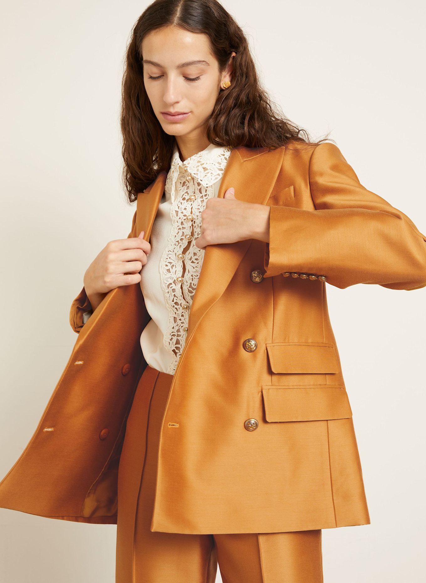 ZIMMERMANN Hemdbluse mit Spitze: CREME