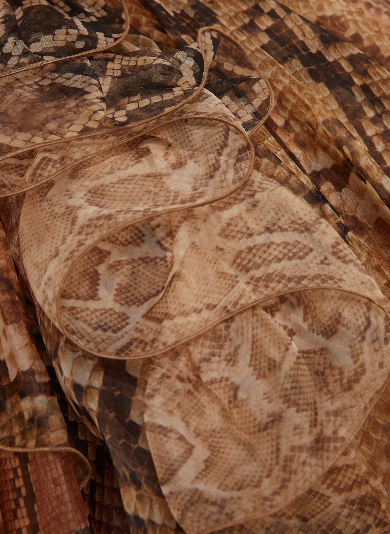 ZIMMERMANN Schluppenbluse aus Seide mit Volants: BRAUN / SCHWARZ / DUNKELORANGE