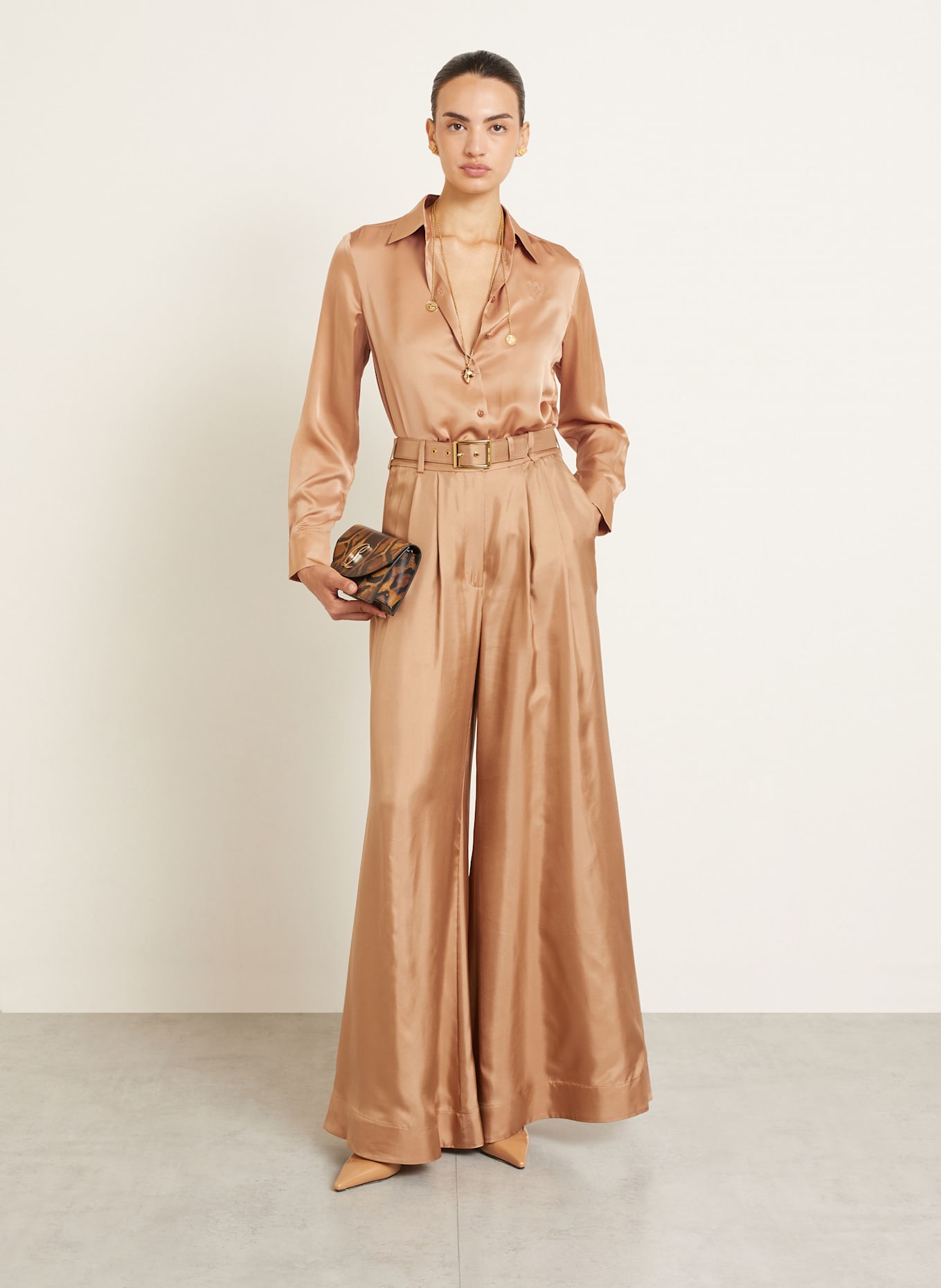 ZIMMERMANN Hemdbluse HYPNOTIC aus Seide: CAMEL