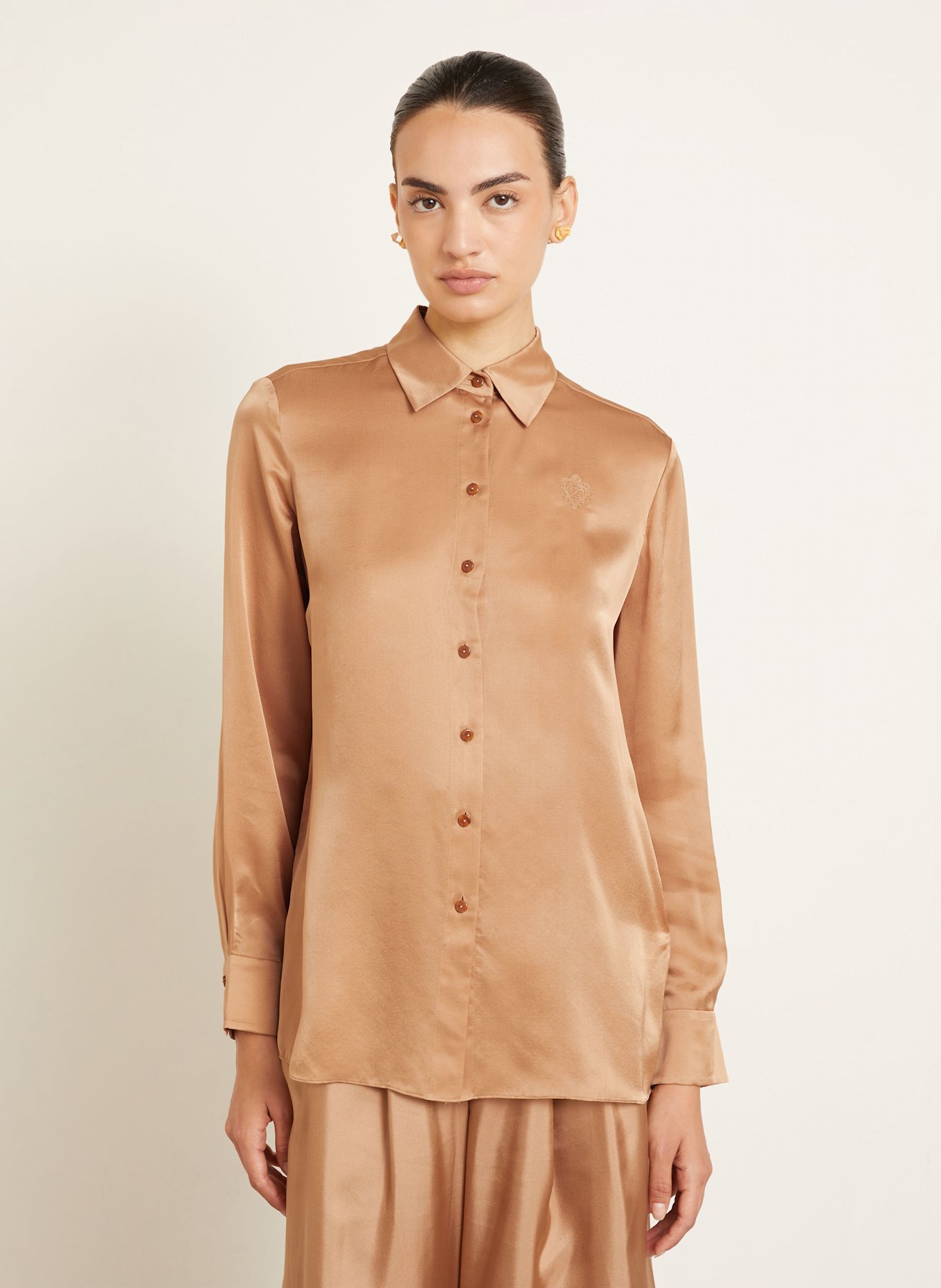 ZIMMERMANN Hemdbluse HYPNOTIC aus Seide: CAMEL