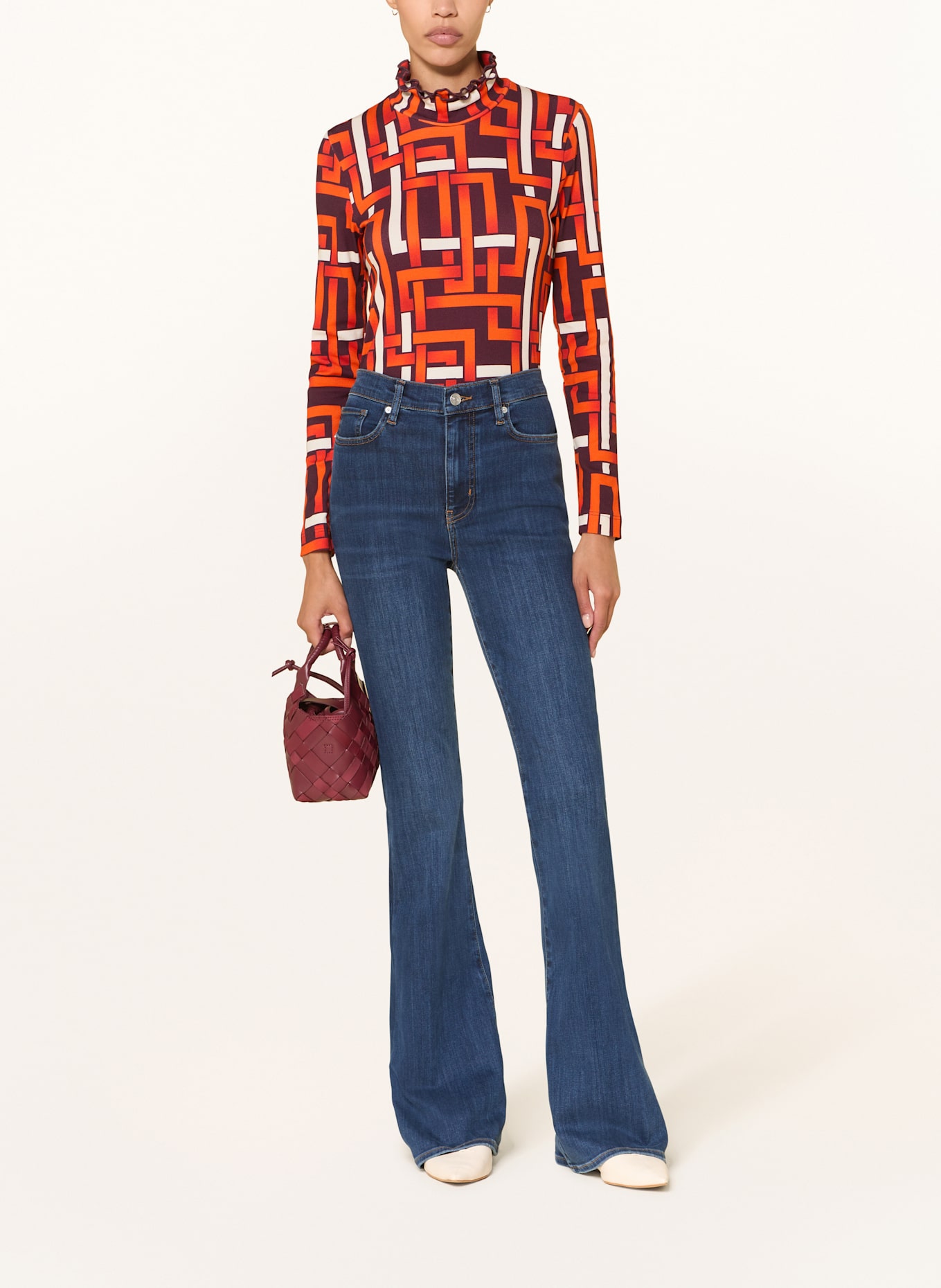 lilienfels Longsleeve: DUNKELROT / ORANGE / CREME