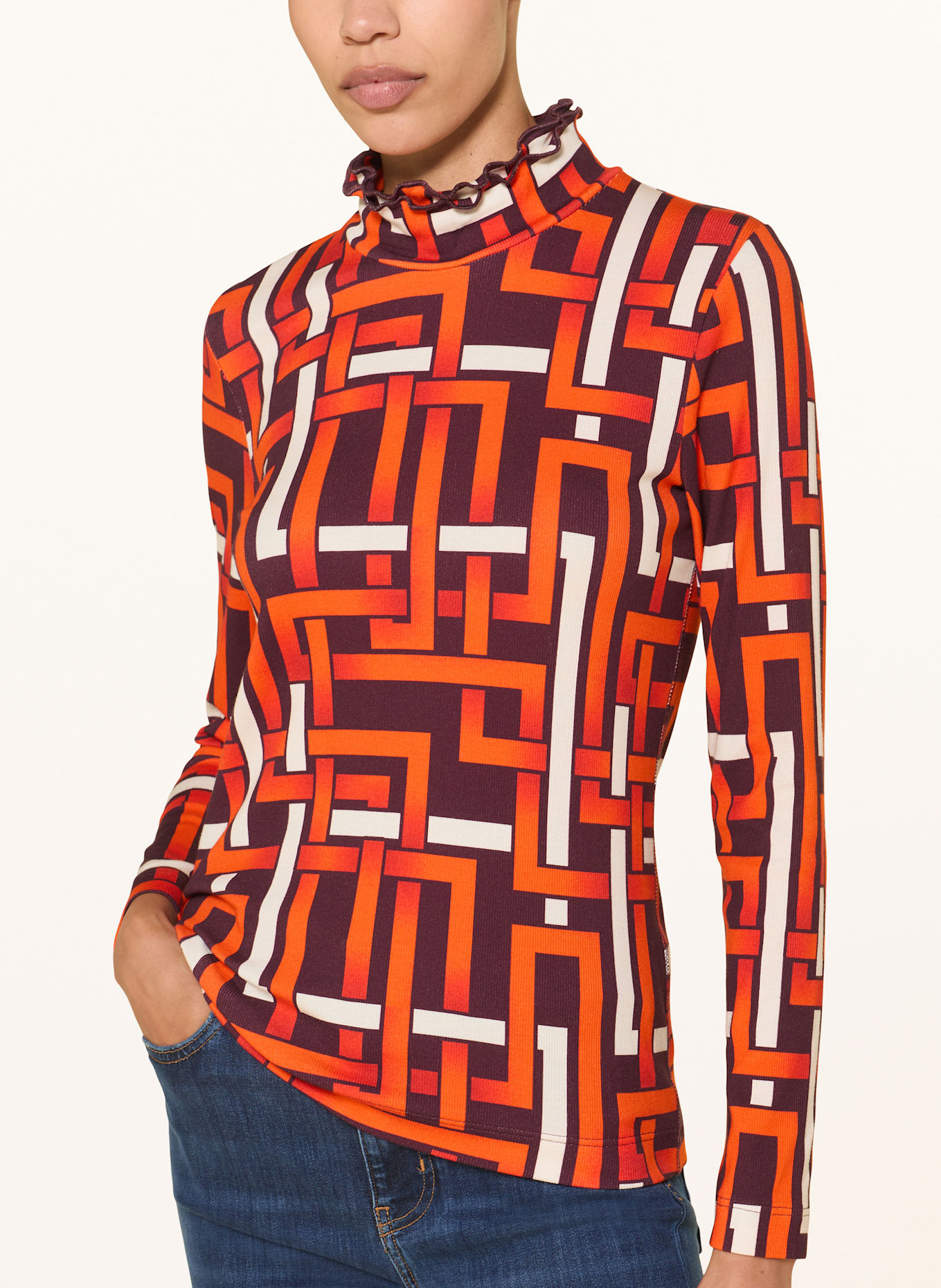 lilienfels Longsleeve: DUNKELROT / ORANGE / CREME