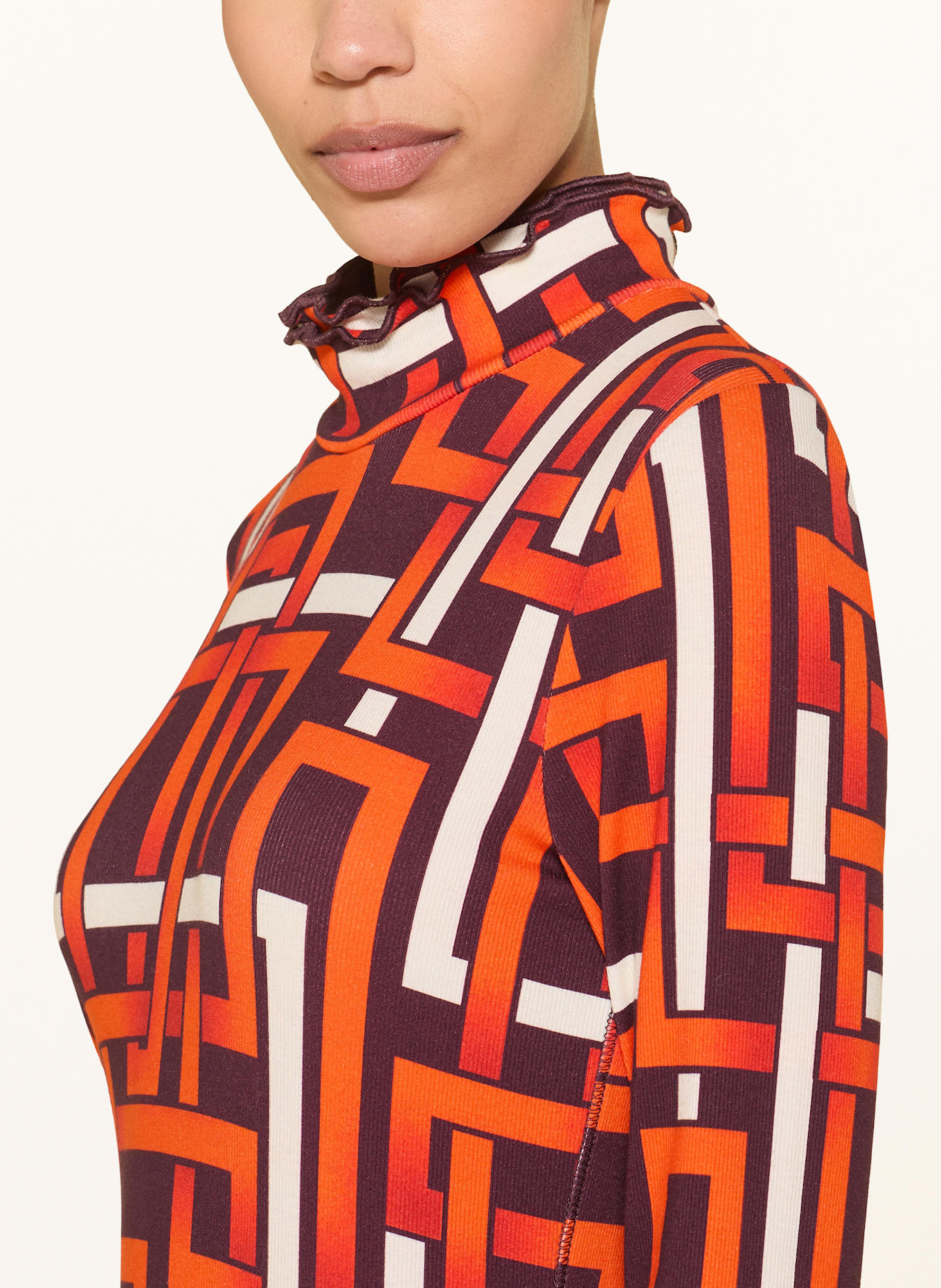 lilienfels Longsleeve: DUNKELROT / ORANGE / CREME