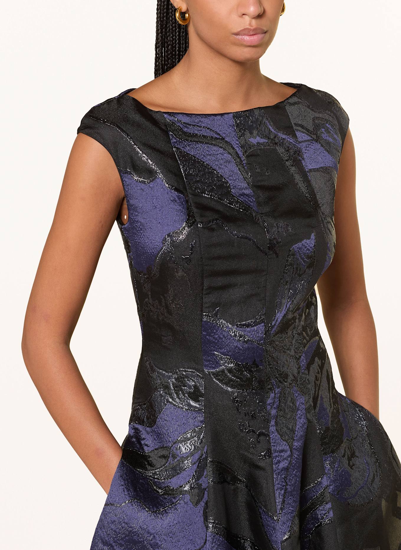 TALBOT RUNHOF Cocktailkleid mit Glitzergarn: SCHWARZ / DUNKELBLAU