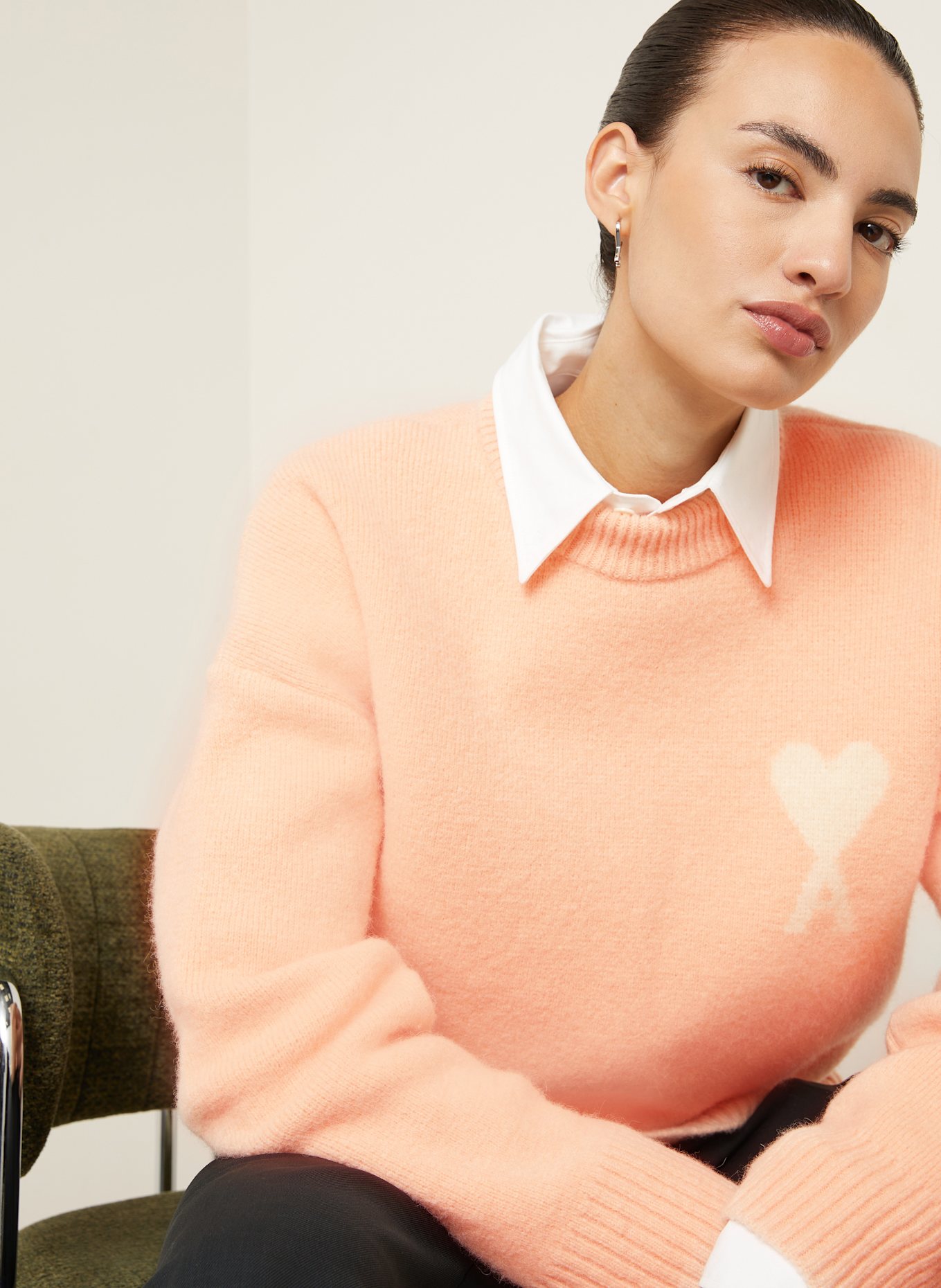 AMI PARIS Pullover mit Alpaka: HELLORANGE