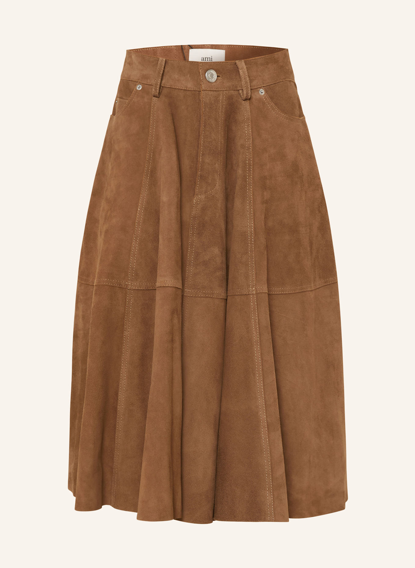 AMI PARIS Lederrock: BRAUN