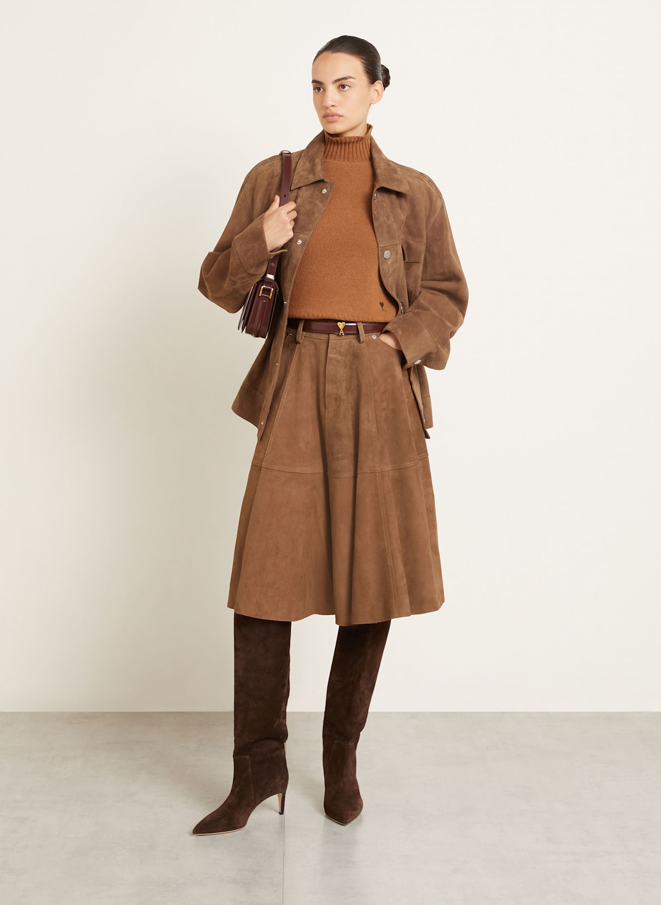 AMI PARIS Lederrock: BRAUN