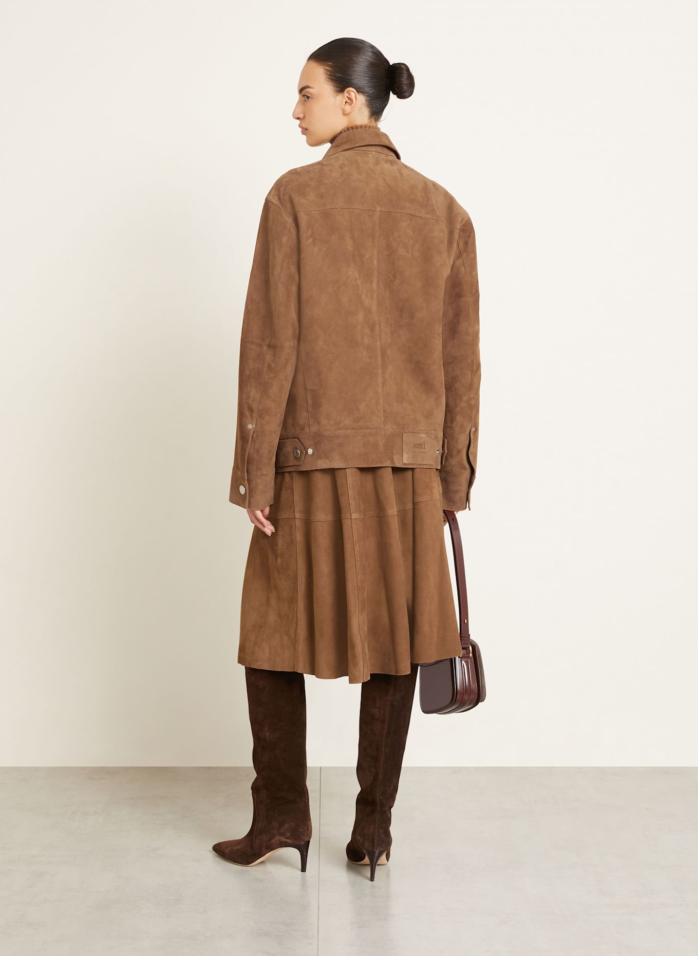 AMI PARIS Lederrock: BRAUN