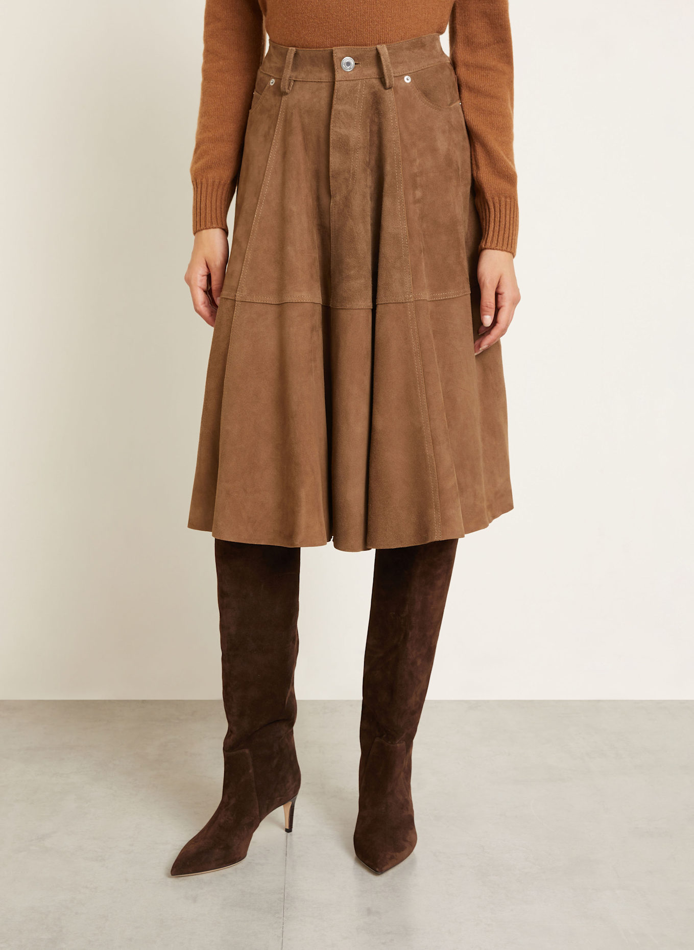 AMI PARIS Lederrock: BRAUN