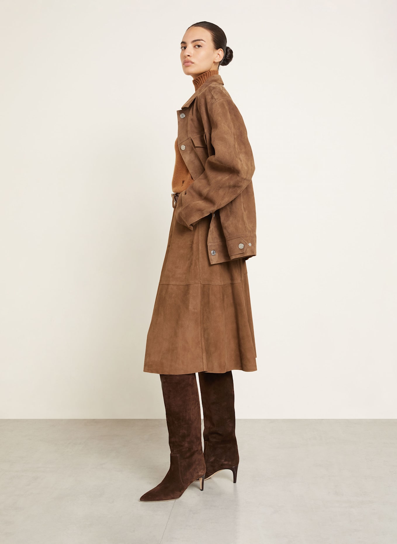 AMI PARIS Lederrock: BRAUN