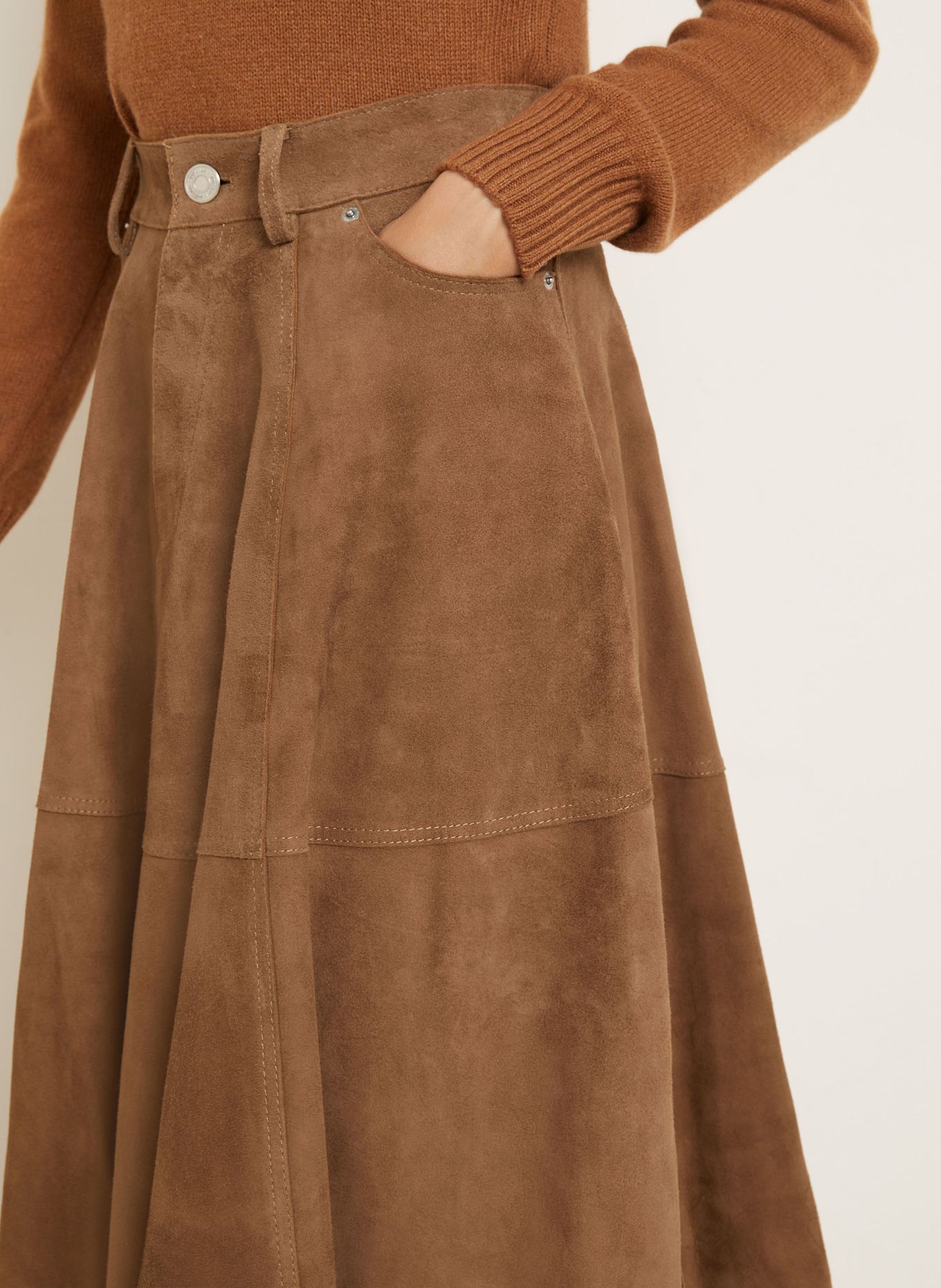 AMI PARIS Lederrock: BRAUN