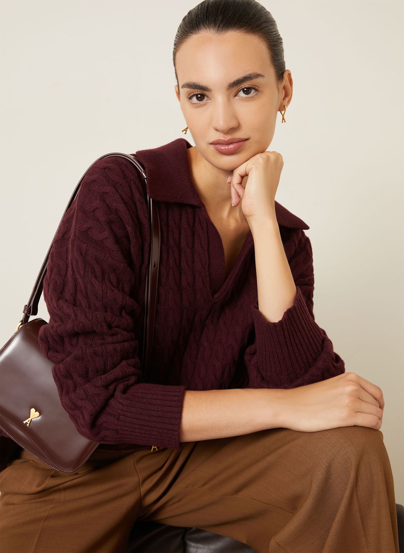 AMI PARIS Strick-Poloshirt MATIS: DUNKELROT