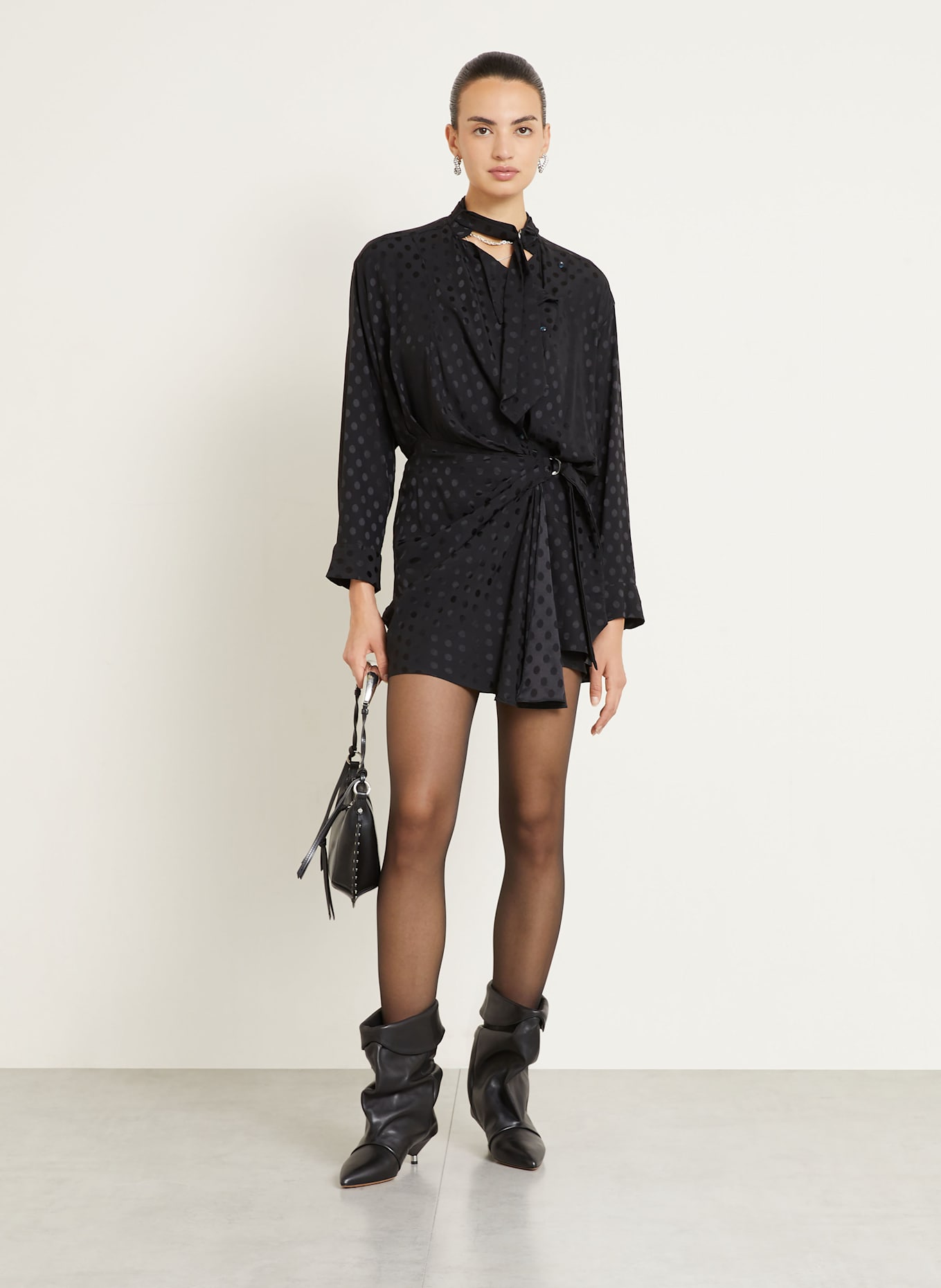 ISABEL MARANT Jacquard-Kleid ORA aus Seide: SCHWARZ