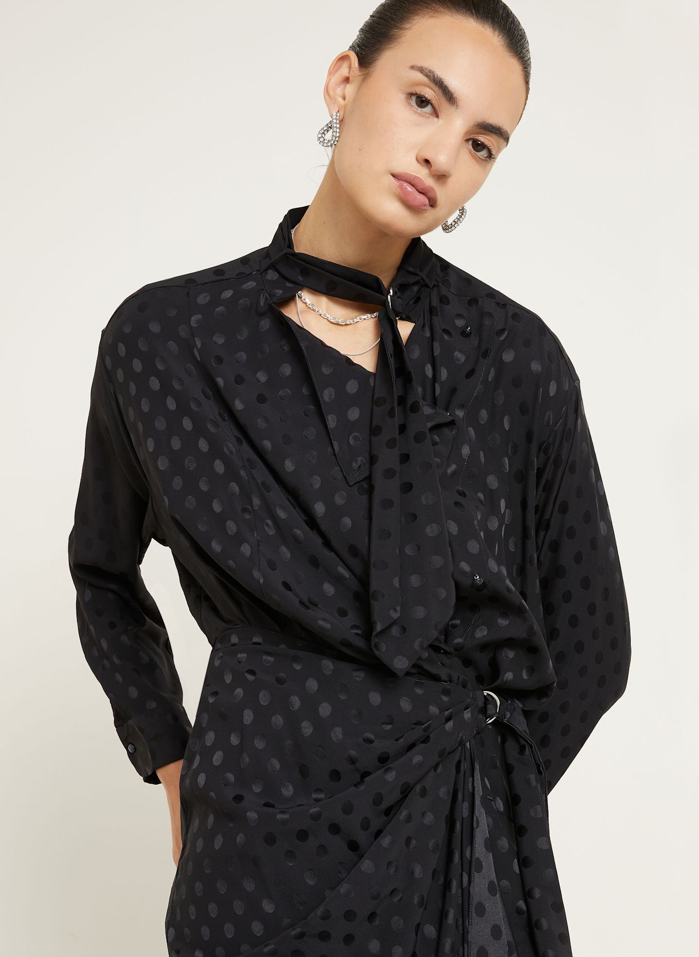 ISABEL MARANT Jacquard-Kleid ORA aus Seide: SCHWARZ