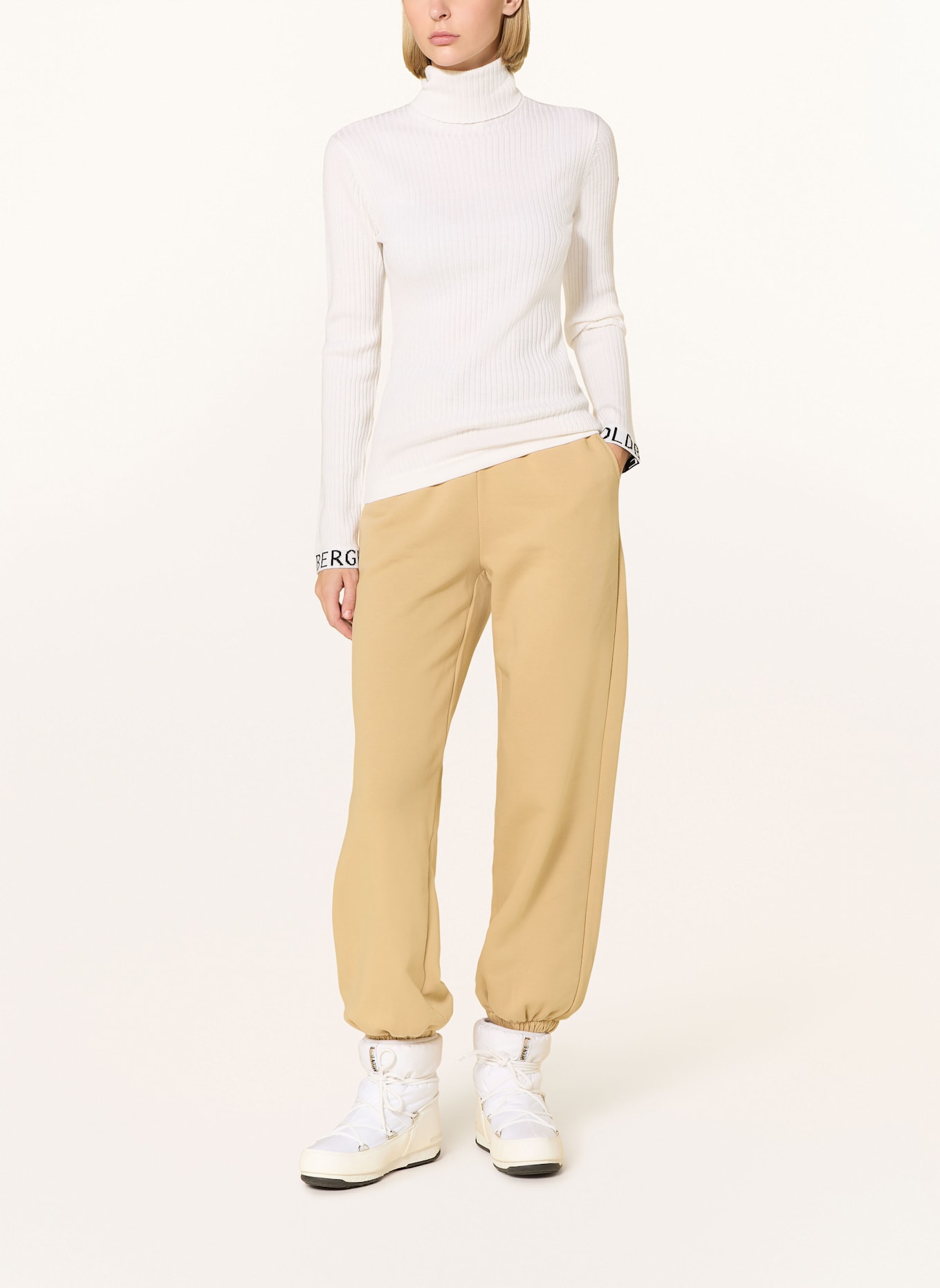 GOLDBERGH Sweatpants mit Schmucksteinen: HELLBRAUN