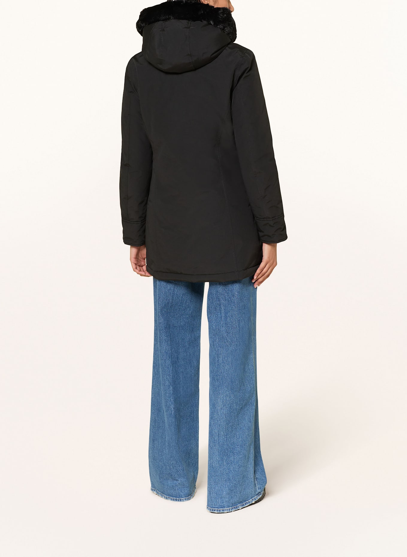 WOOLRICH Daunenjacke BEAKER mit Kunstpelz: SCHWARZ