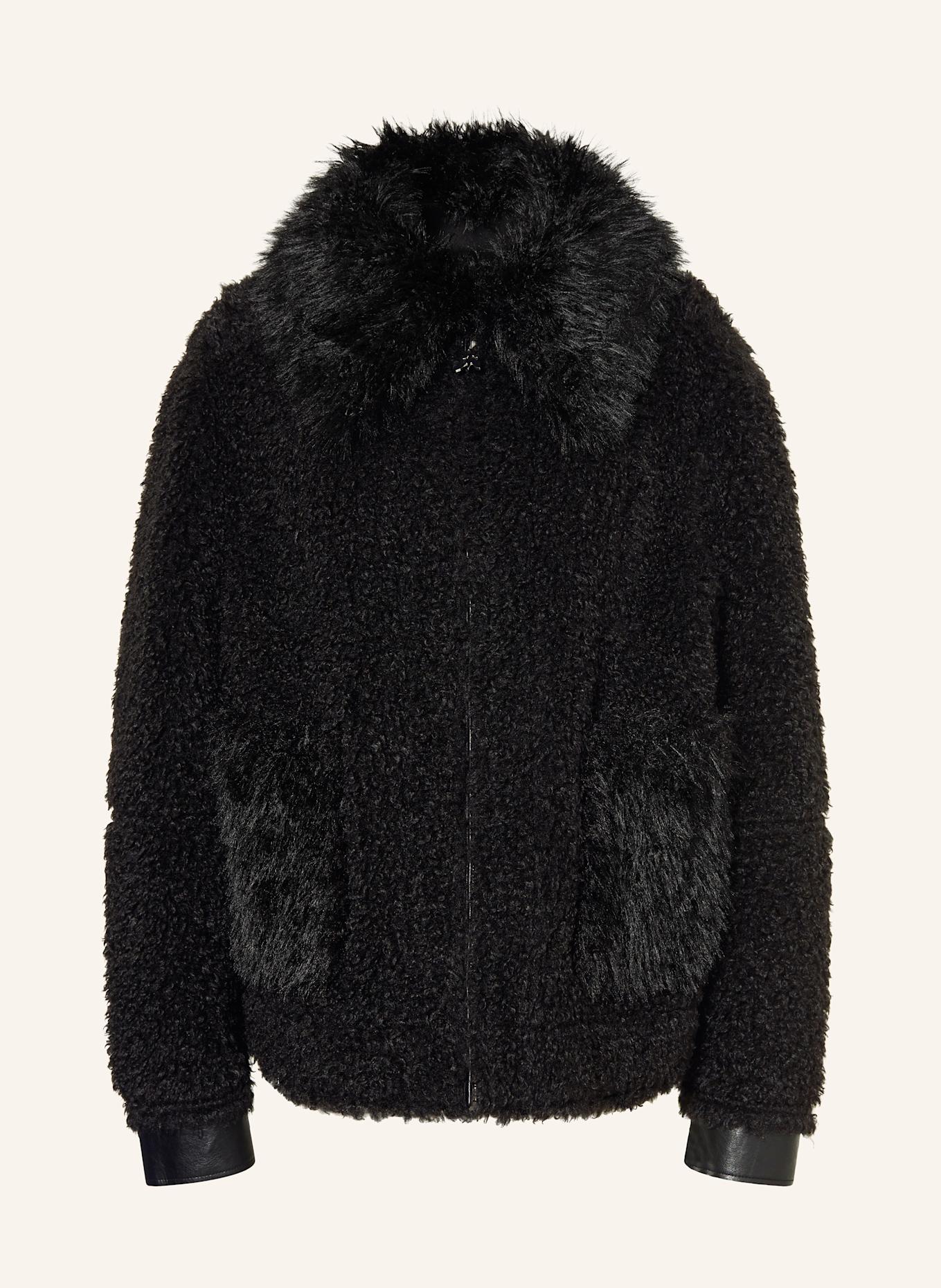 PATRIZIA PEPE Kunstfell-Jacke zum Wenden: SCHWARZ