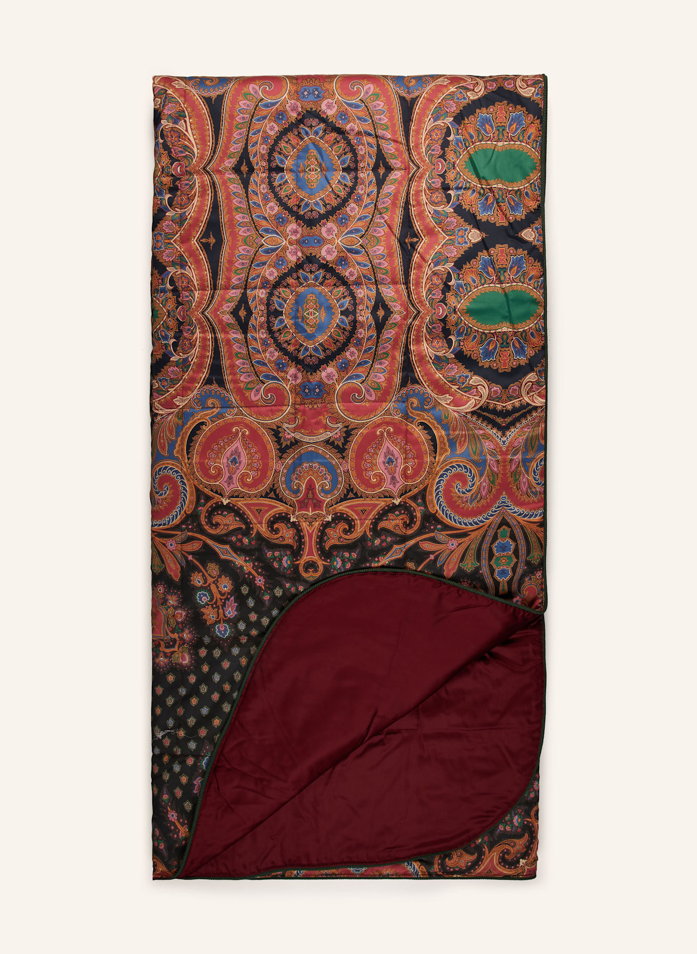 ETRO Home Tagesdecke ZAHIR: SCHWARZ/ DUNKELROT/ GRÜN