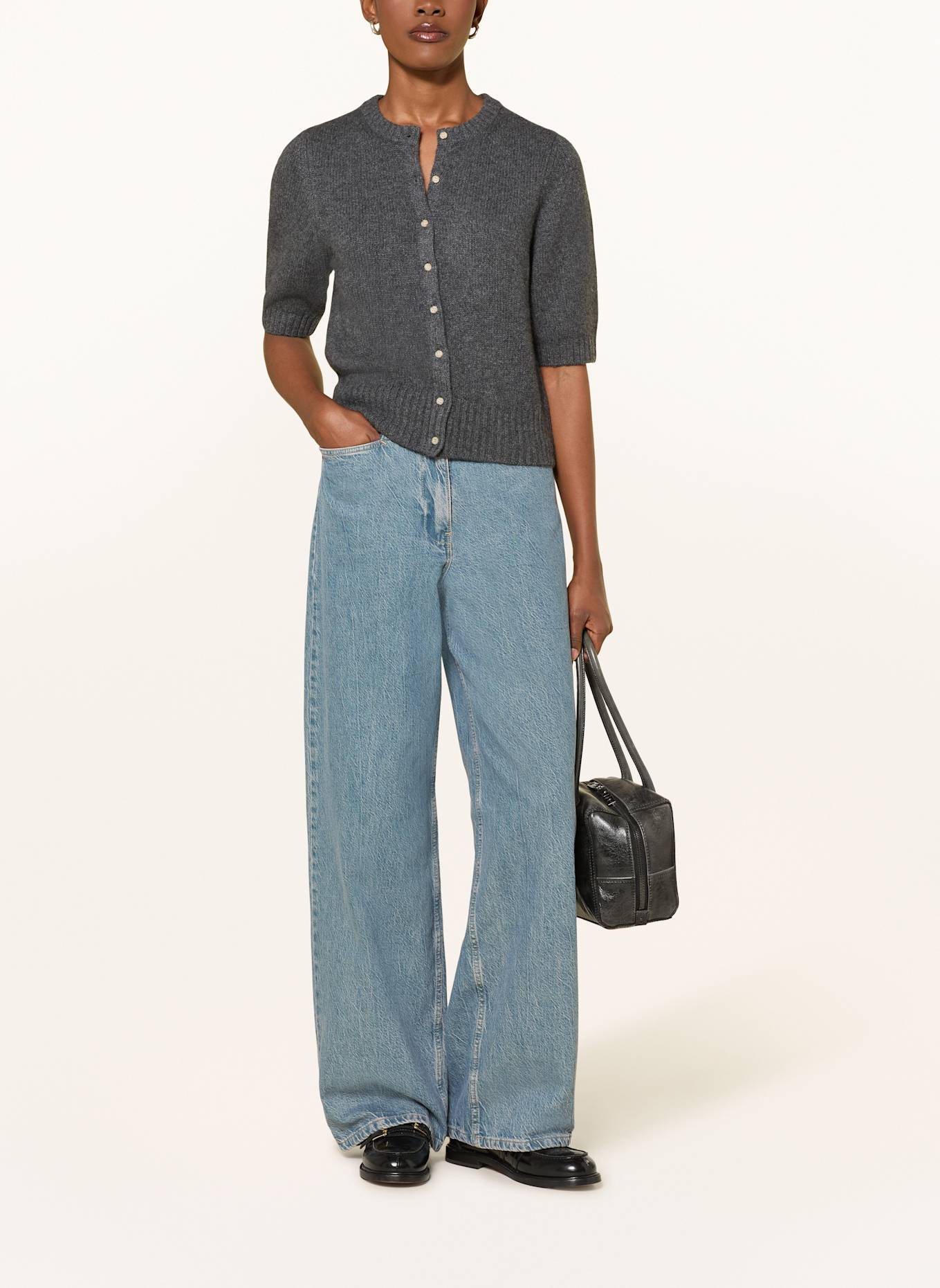 LADNERI Strickjacke POUPETTE aus Cashmere: DUNKELGRAU