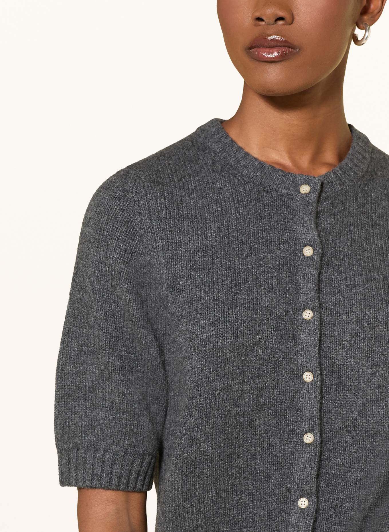 LADNERI Strickjacke POUPETTE aus Cashmere: DUNKELGRAU
