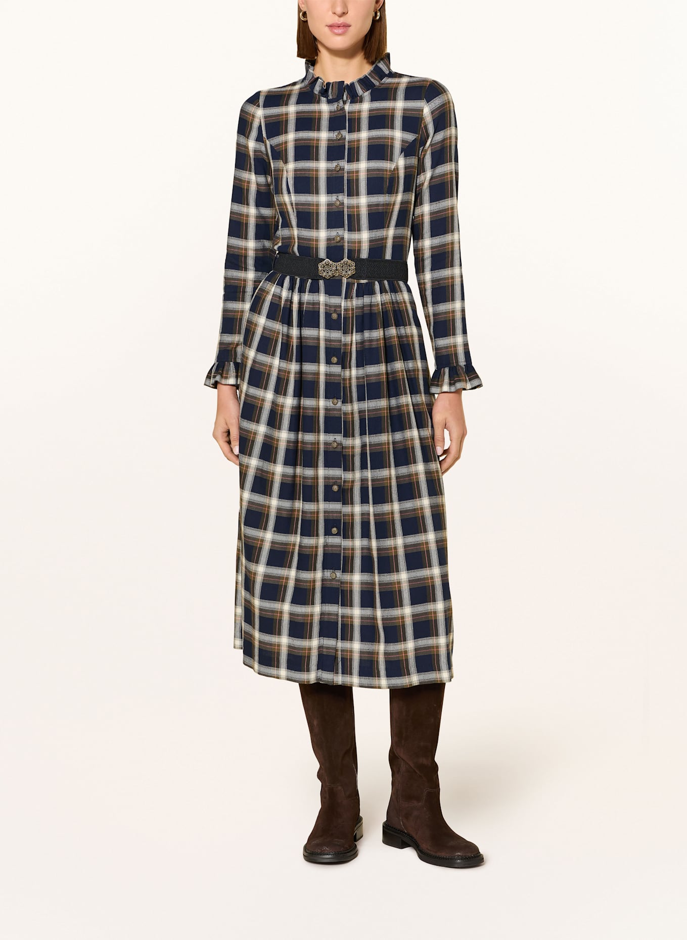 BERWIN & WOLFF Trachtenkleid: DUNKELBLAU / WEISS / OLIV