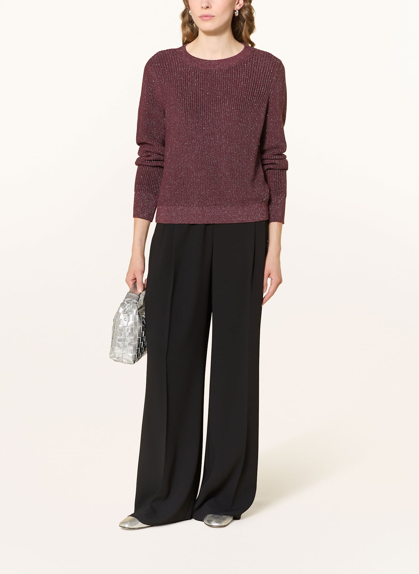 monari Pullover mit Glitzegarn: DUNKELROT