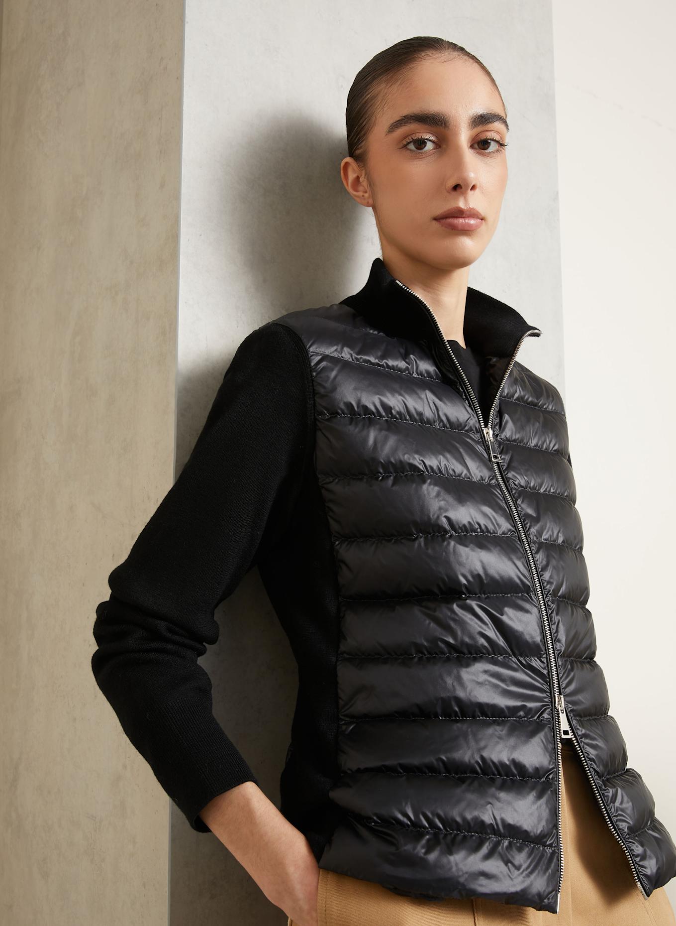 MONCLER Daunenjacke im Materialmix: SCHWARZ