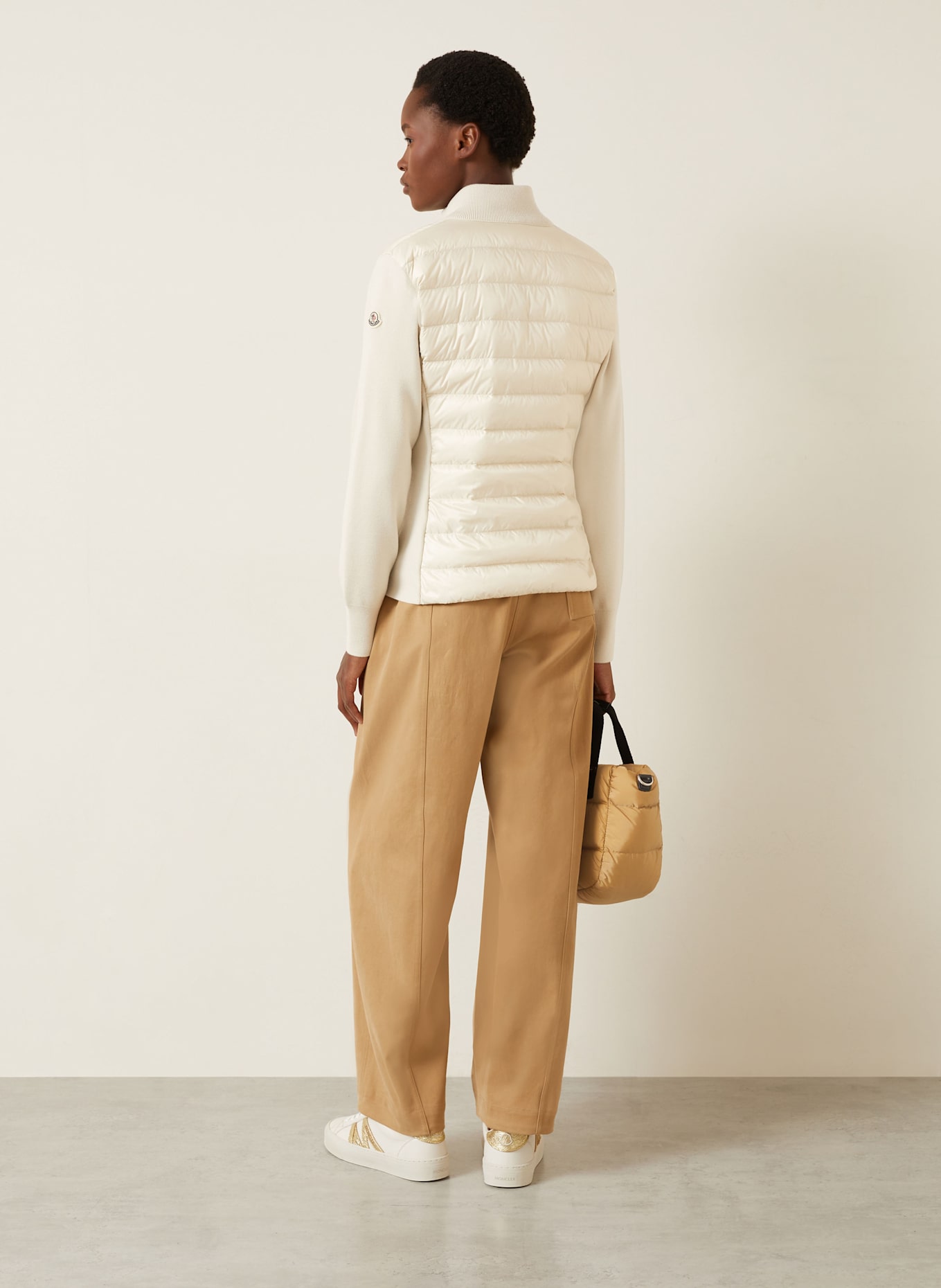MONCLER Daunenjacke im Materialmix: CREME