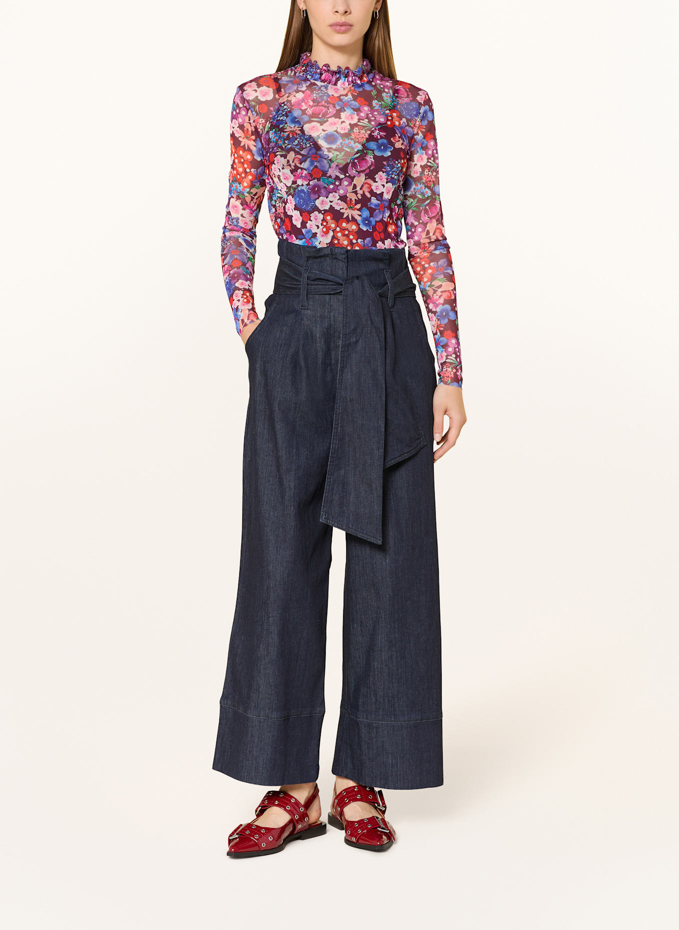 MORE & MORE Wide Leg Jeans: 0963 DARK BLUE DENIM