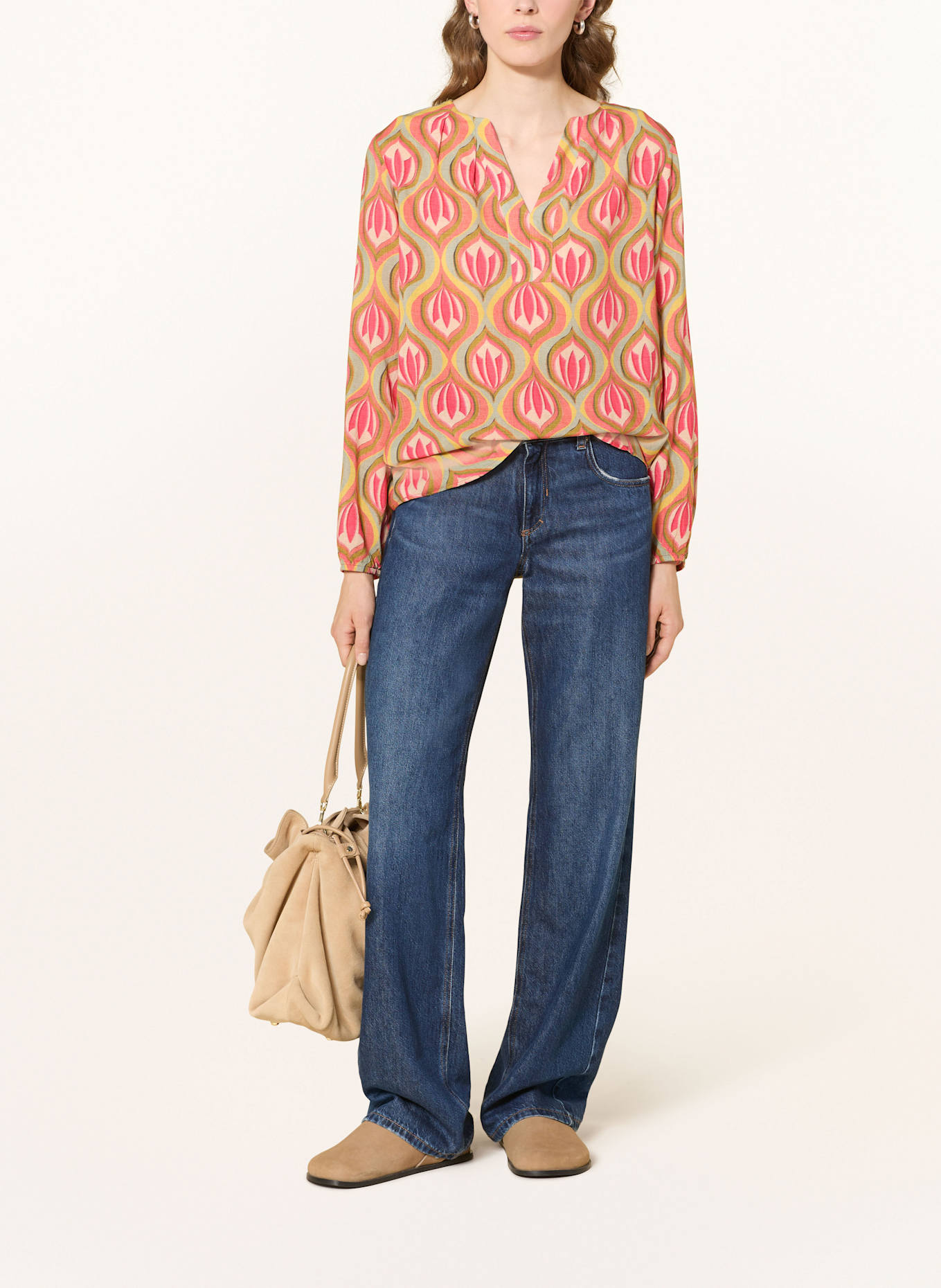 CARTOON Blusenshirt: PINK / GRÜN / DUNKELGELB