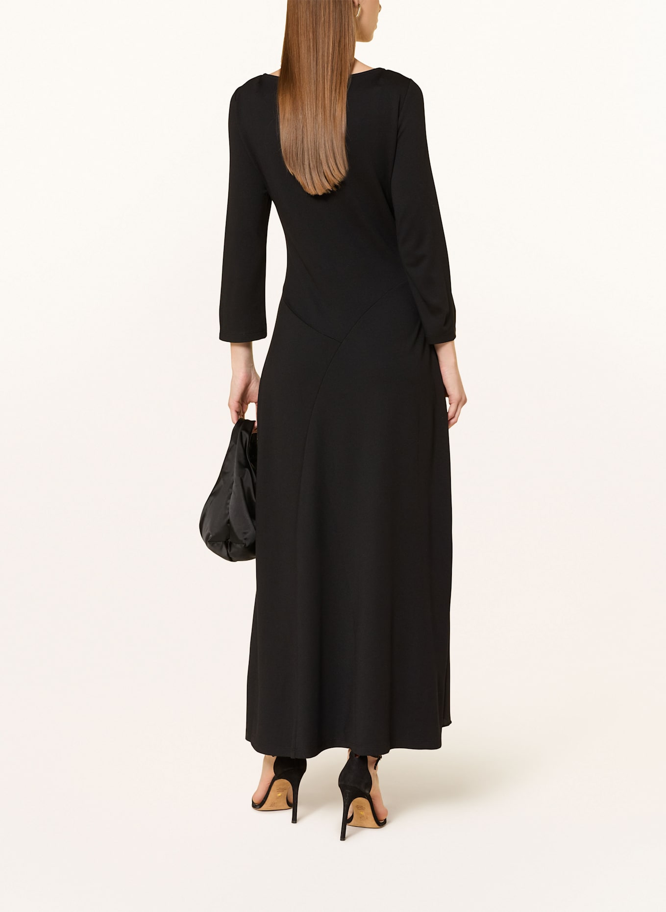 CARTOON Kleid im Materialmix mit 3/4-Arm: SCHWARZ