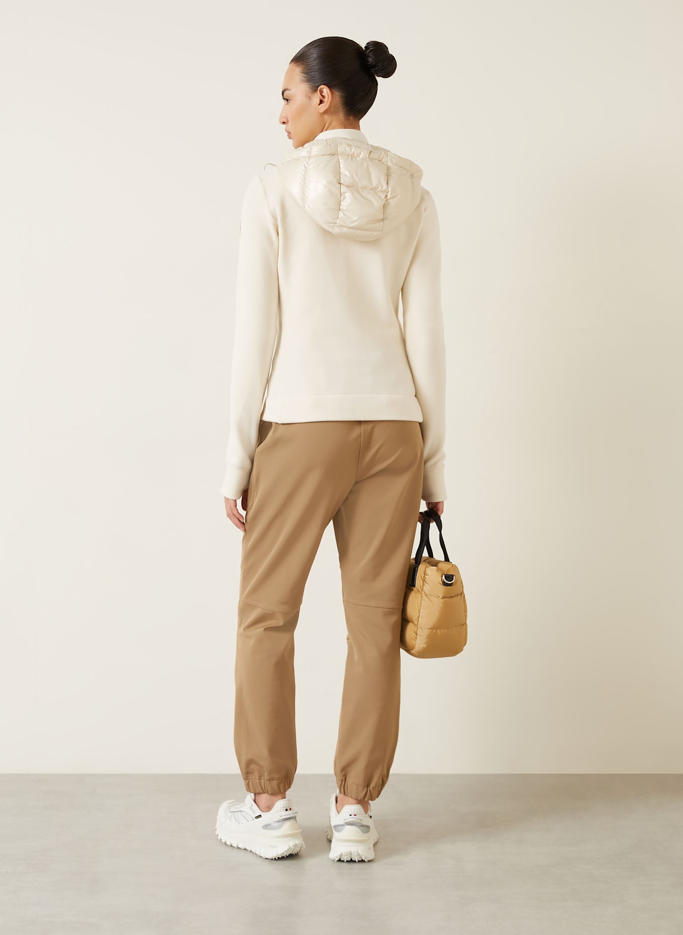 MONCLER GRENOBLE Daunenjacke im Materialmix: CREME