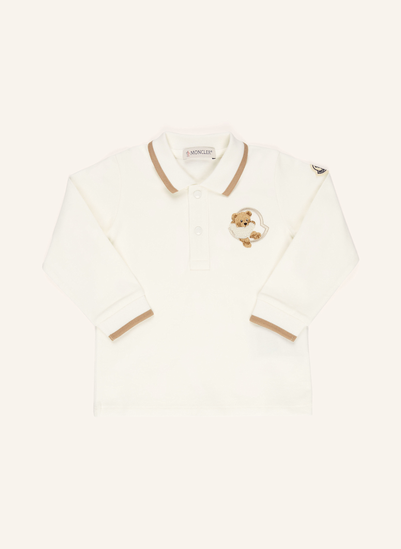 MONCLER enfant Polo piqué: BLANC/ MARRON