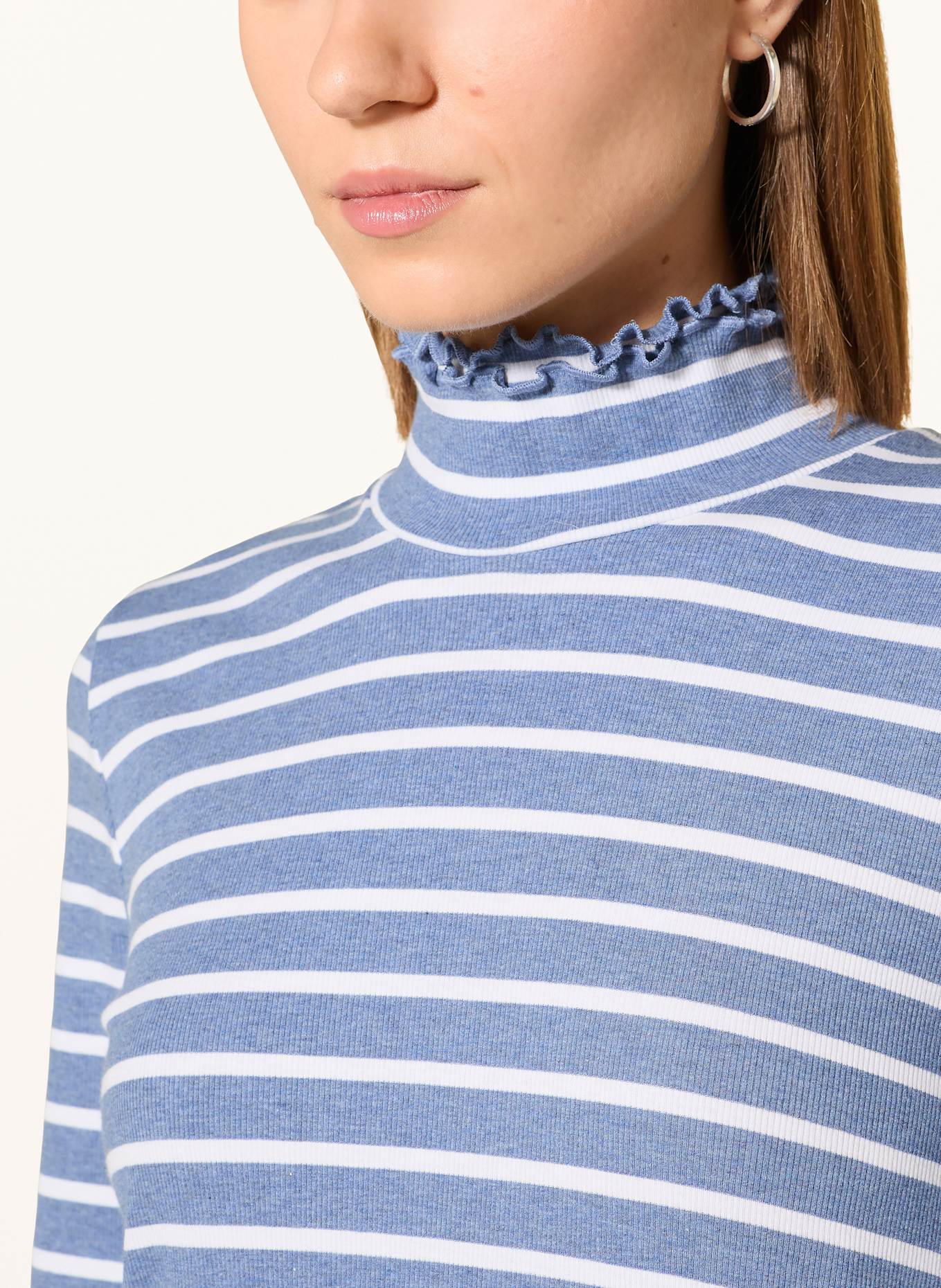 ZAÍDA Longsleeve: BLAU / WEISS