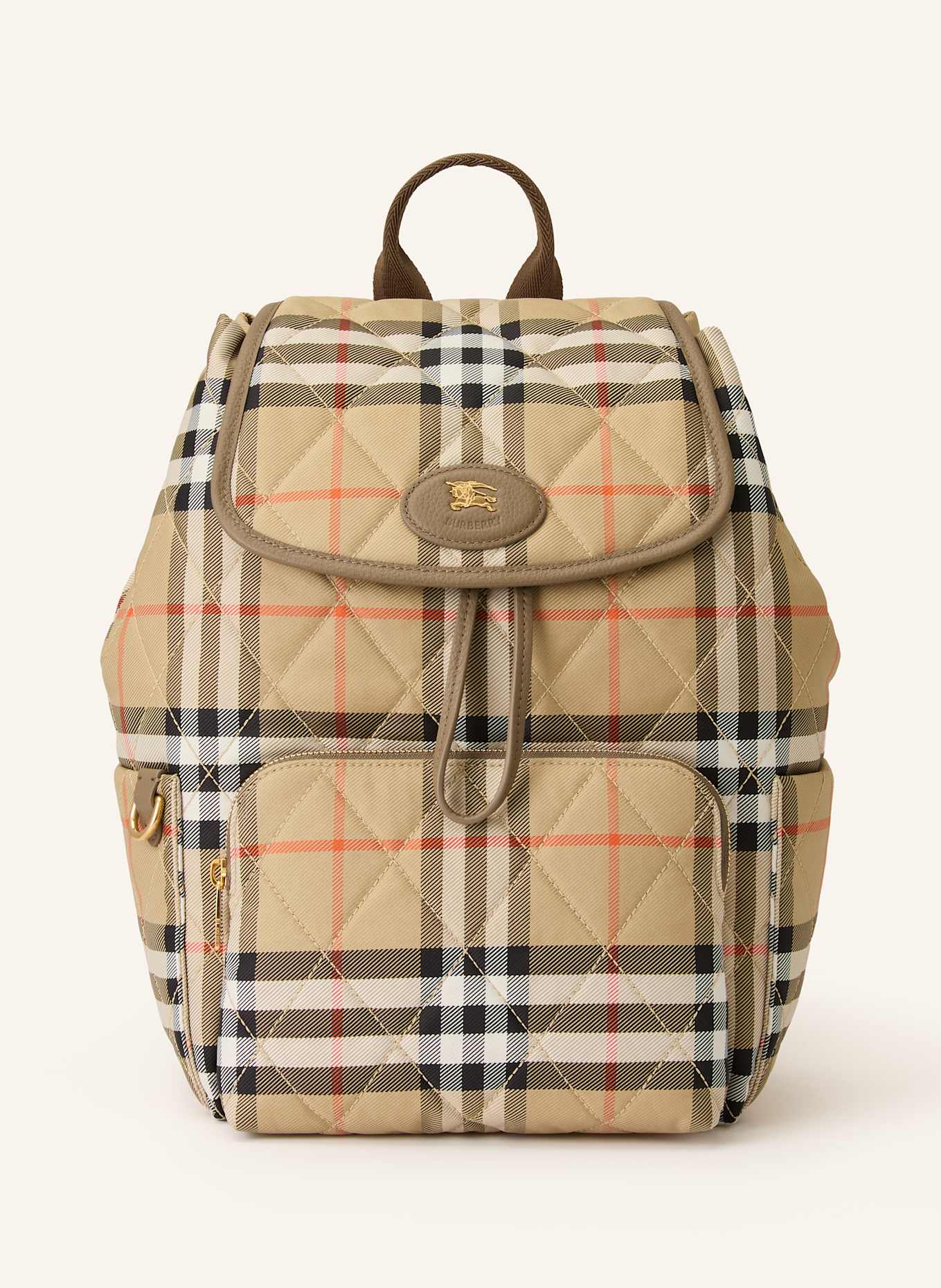 BURBERRY Rucksack HORSESHOE: BEIGE / SCHWARZ / ORANGE