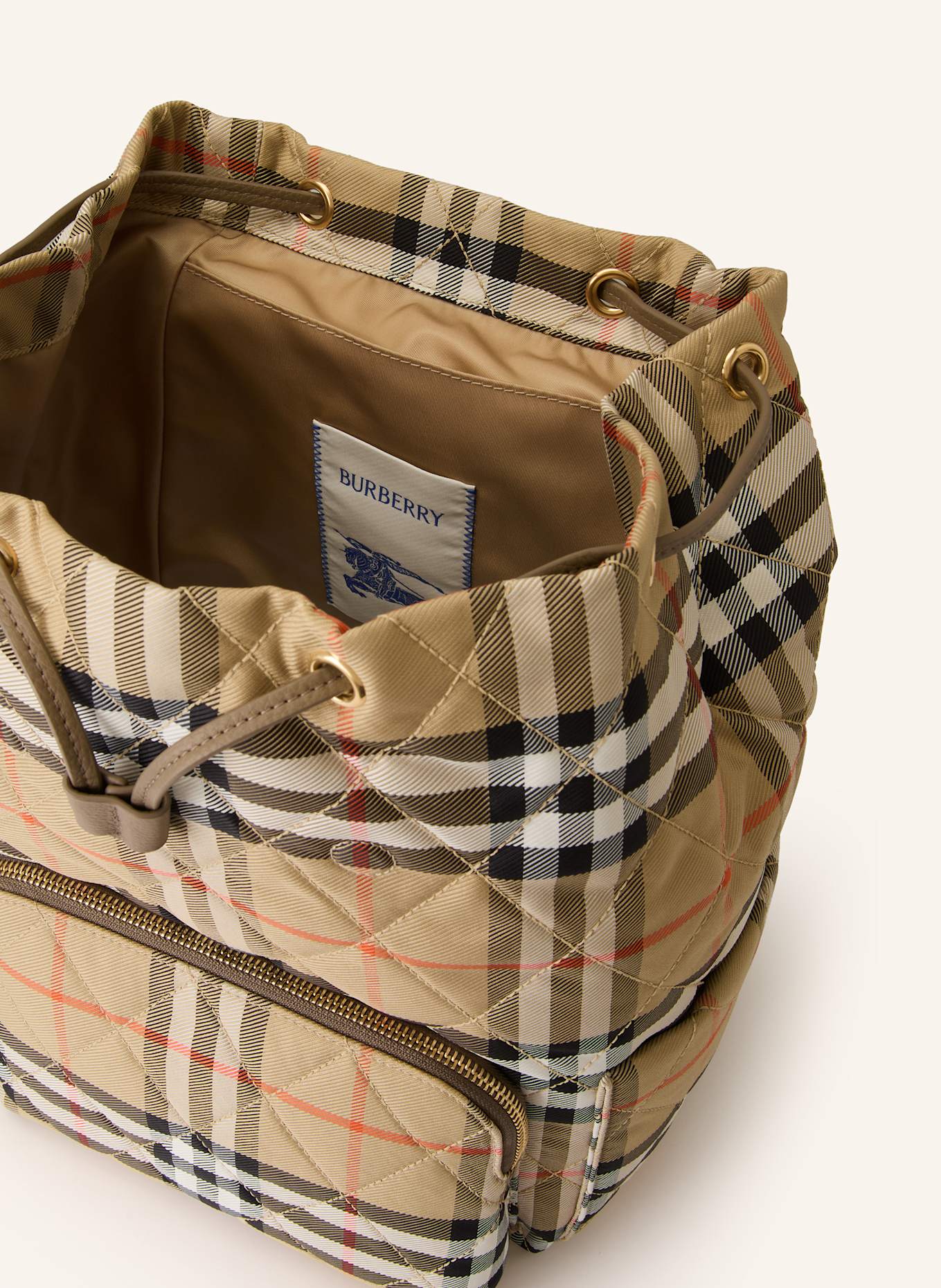 BURBERRY Rucksack HORSESHOE: BEIGE / SCHWARZ / ORANGE