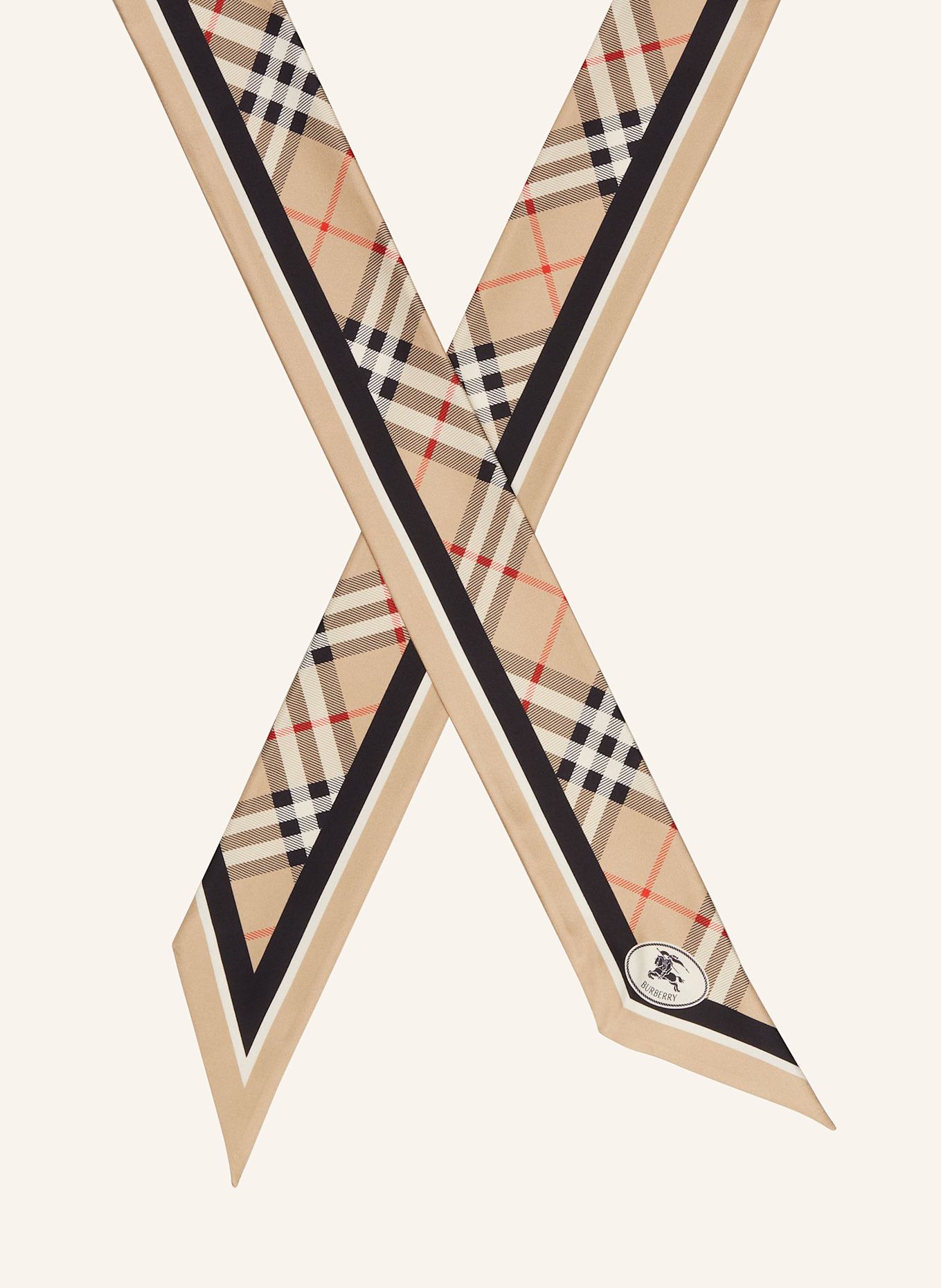 BURBERRY Seidenschal: BEIGE / SCHWARZ / ROT