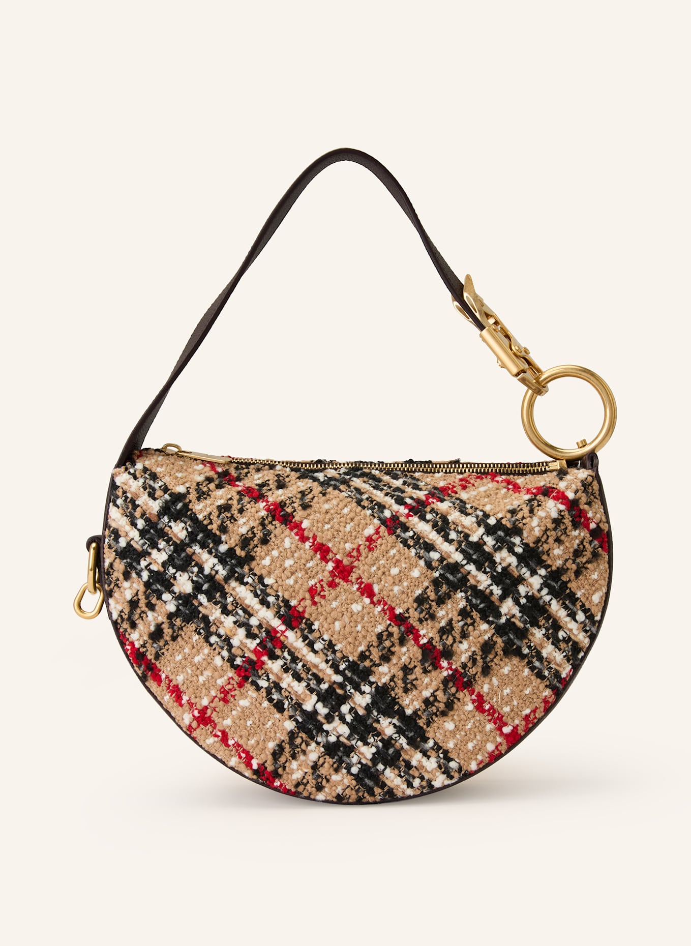 BURBERRY Shoulder bag KNIGHT ARC: DARK BROWN / CAMEL / RED