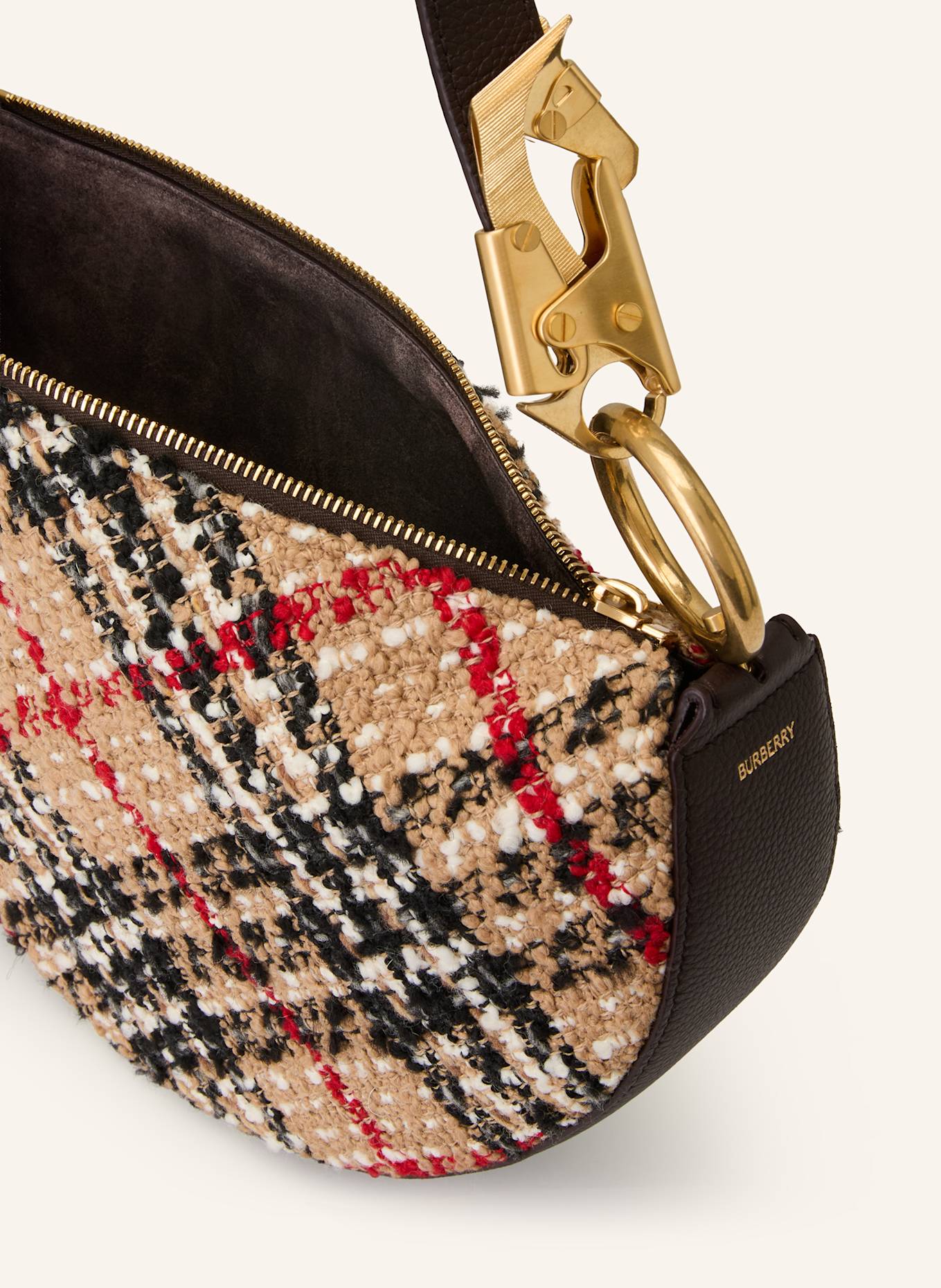 BURBERRY Shoulder bag KNIGHT ARC: DARK BROWN / CAMEL / RED