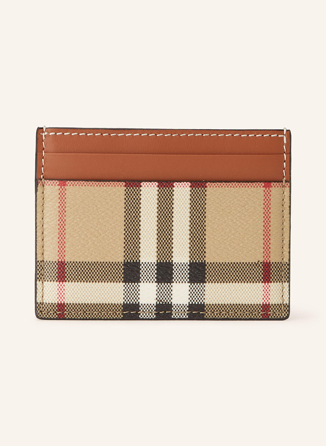 BURBERRY Kartenetui SANDON: BEIGE / COGNAC / SCHWARZ