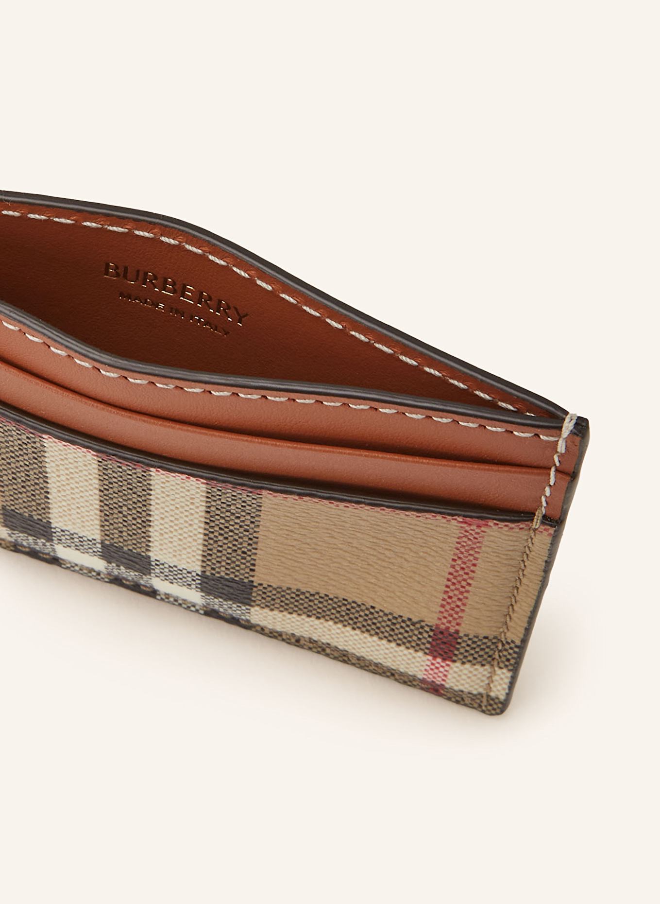 BURBERRY Kartenetui SANDON: BEIGE / COGNAC / SCHWARZ