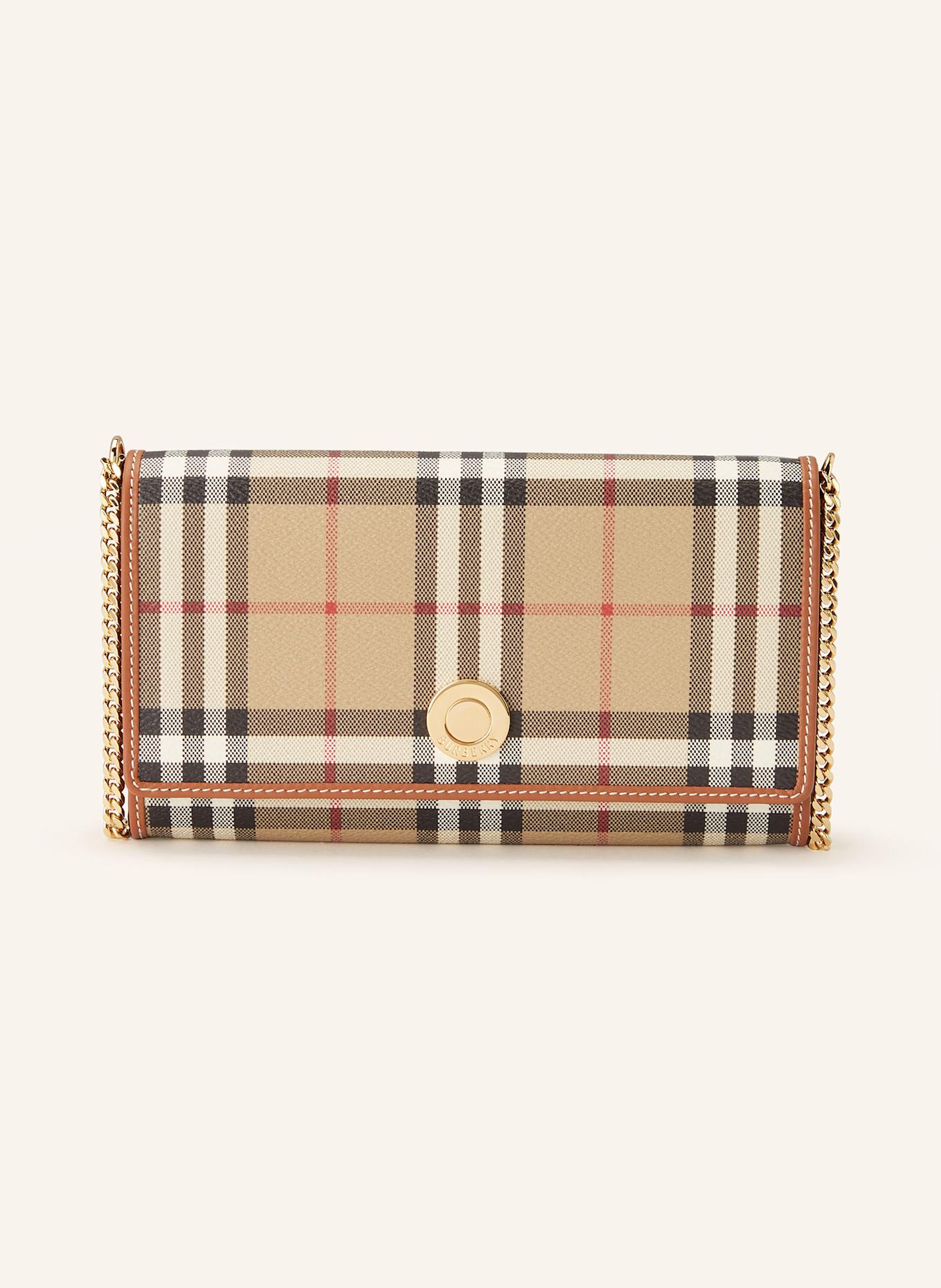 BURBERRY Geldbörse HANNAH zum Umhängen: BEIGE / SCHWARZ / ROT