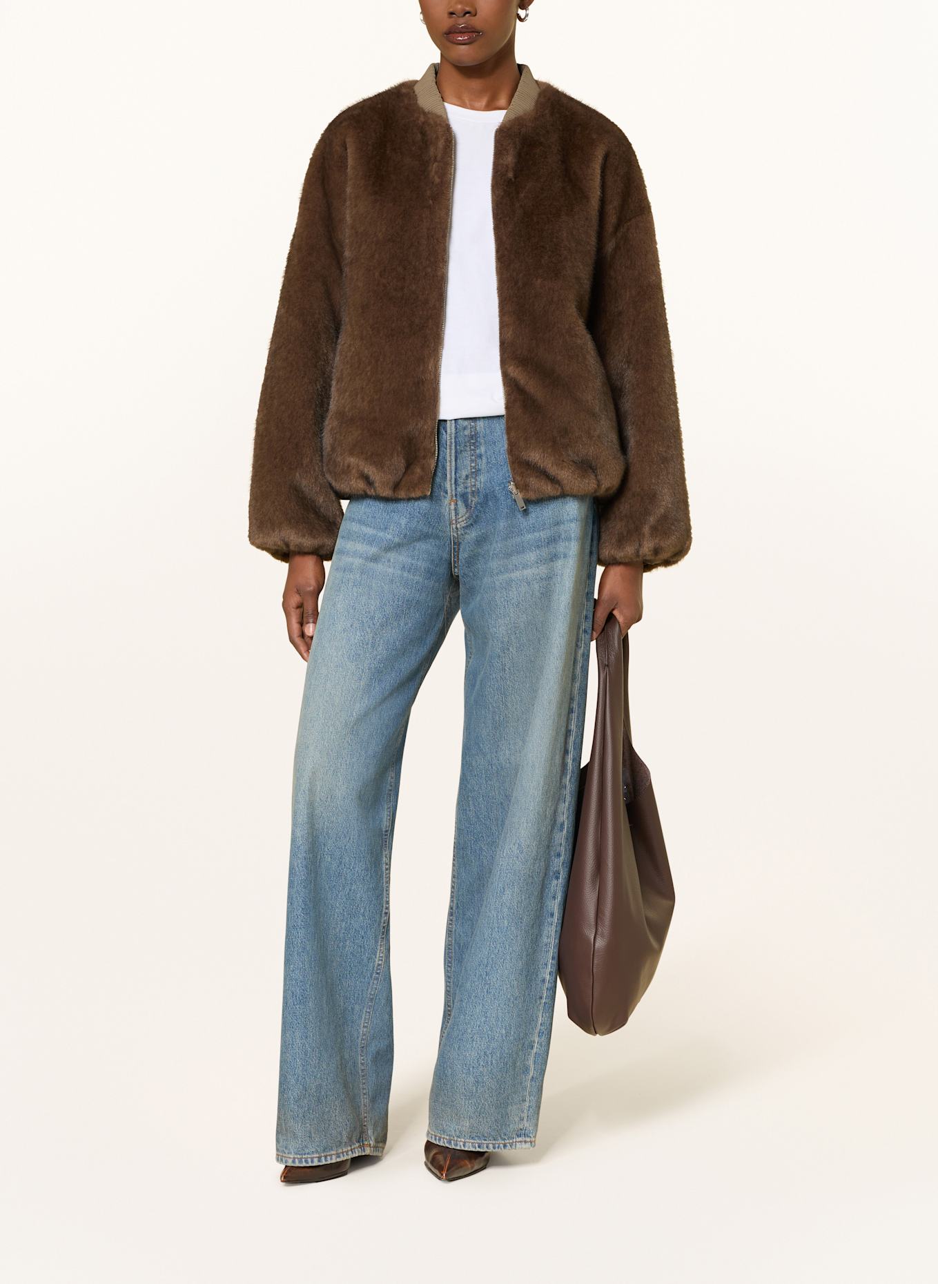 STUDIO AR Kunstfell-Jacke ETTA zum Wenden: DUNKELBRAUN / KHAKI