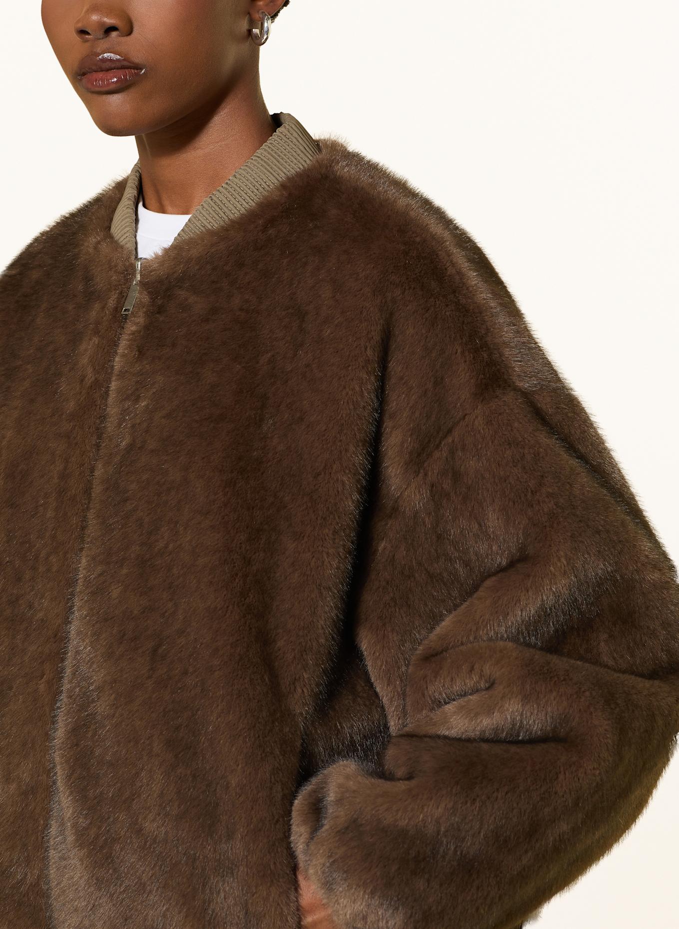 STUDIO AR Kunstfell-Jacke ETTA zum Wenden: DUNKELBRAUN / KHAKI