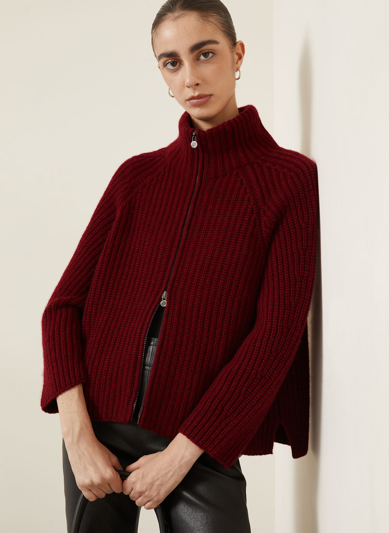 IRIS von ARNIM Strickjacke FALLOU aus Cashmere: DUNKELROT