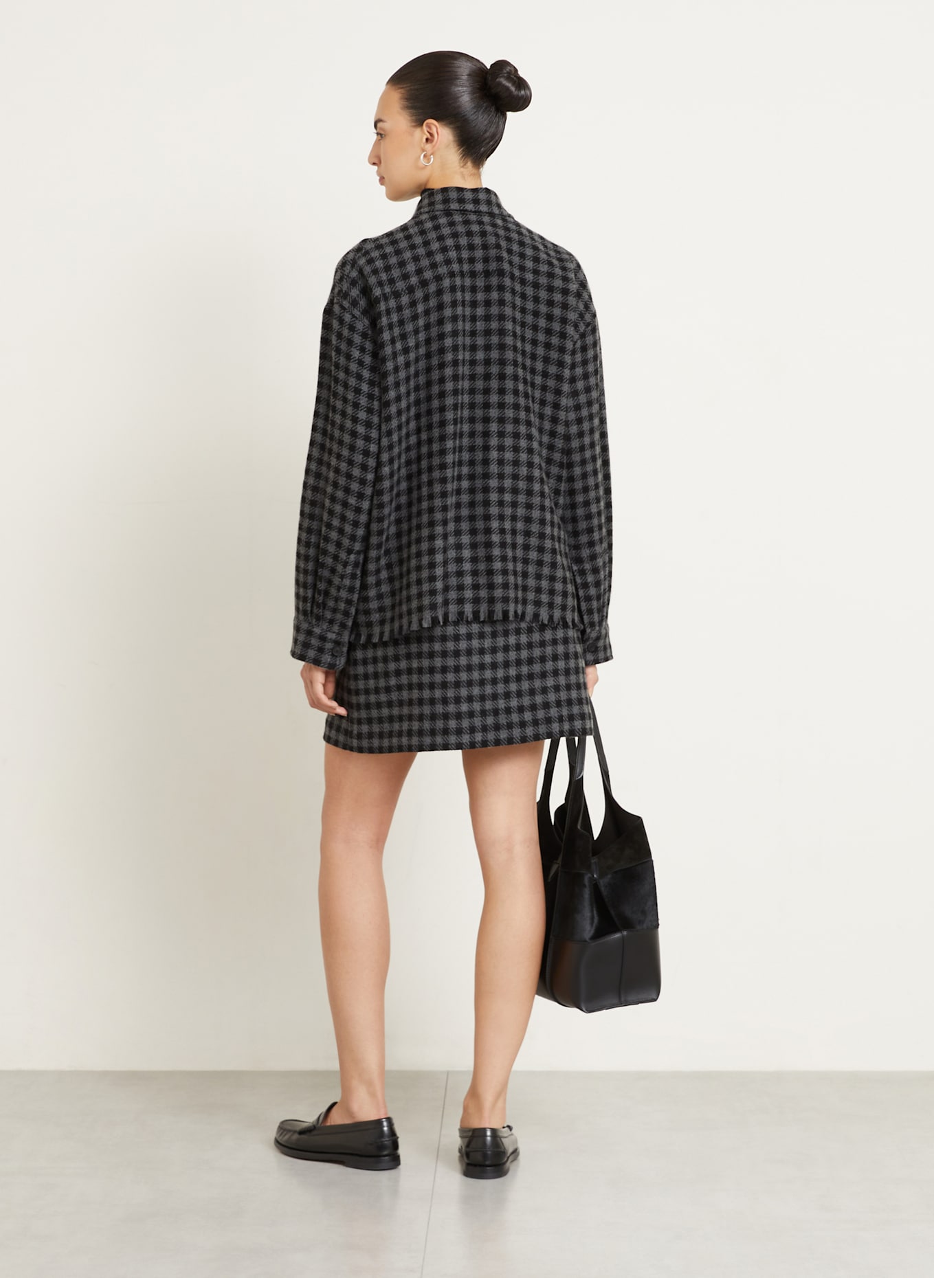 IRIS von ARNIM Hemdbluse NORUNN aus Cashmere: SCHWARZ / GRAU