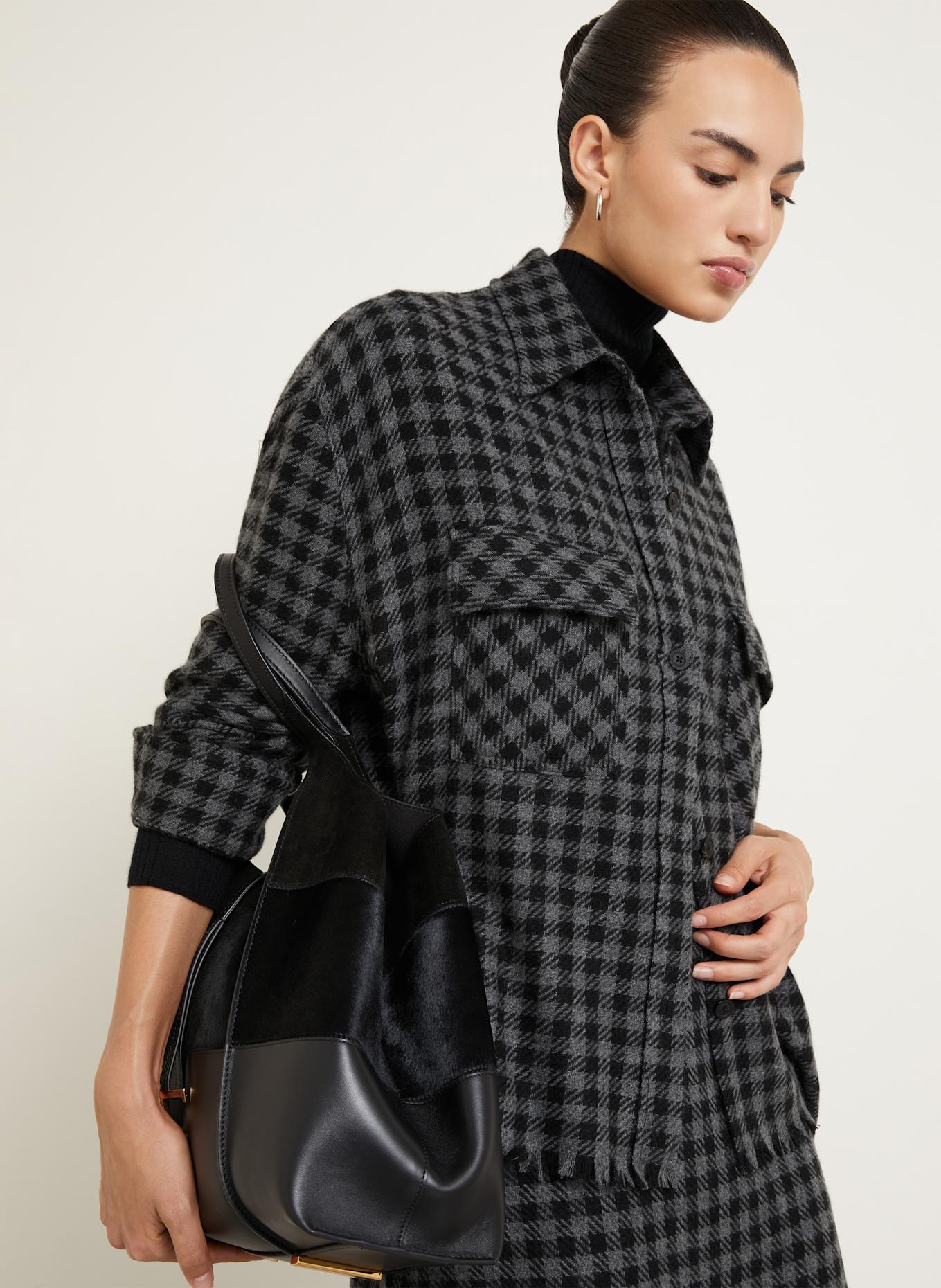 IRIS von ARNIM Hemdbluse NORUNN aus Cashmere: SCHWARZ / GRAU