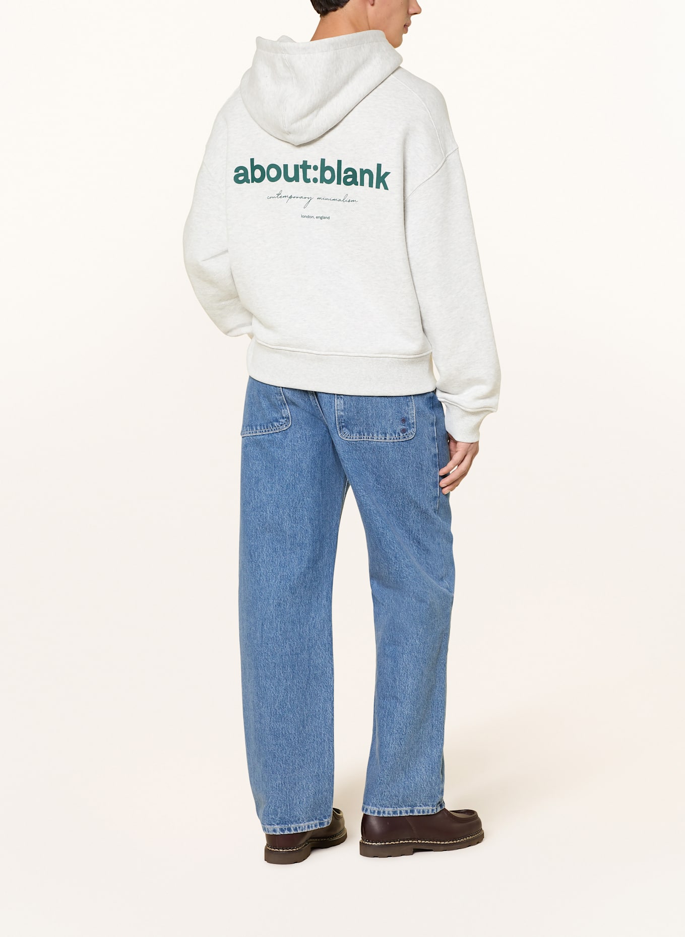 about:blank Hoodie: WEISS / HELLGRAU