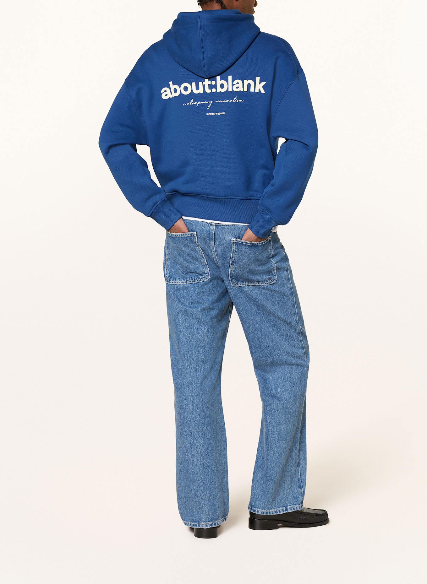 about:blank Hoodie: BLAU / WEISS