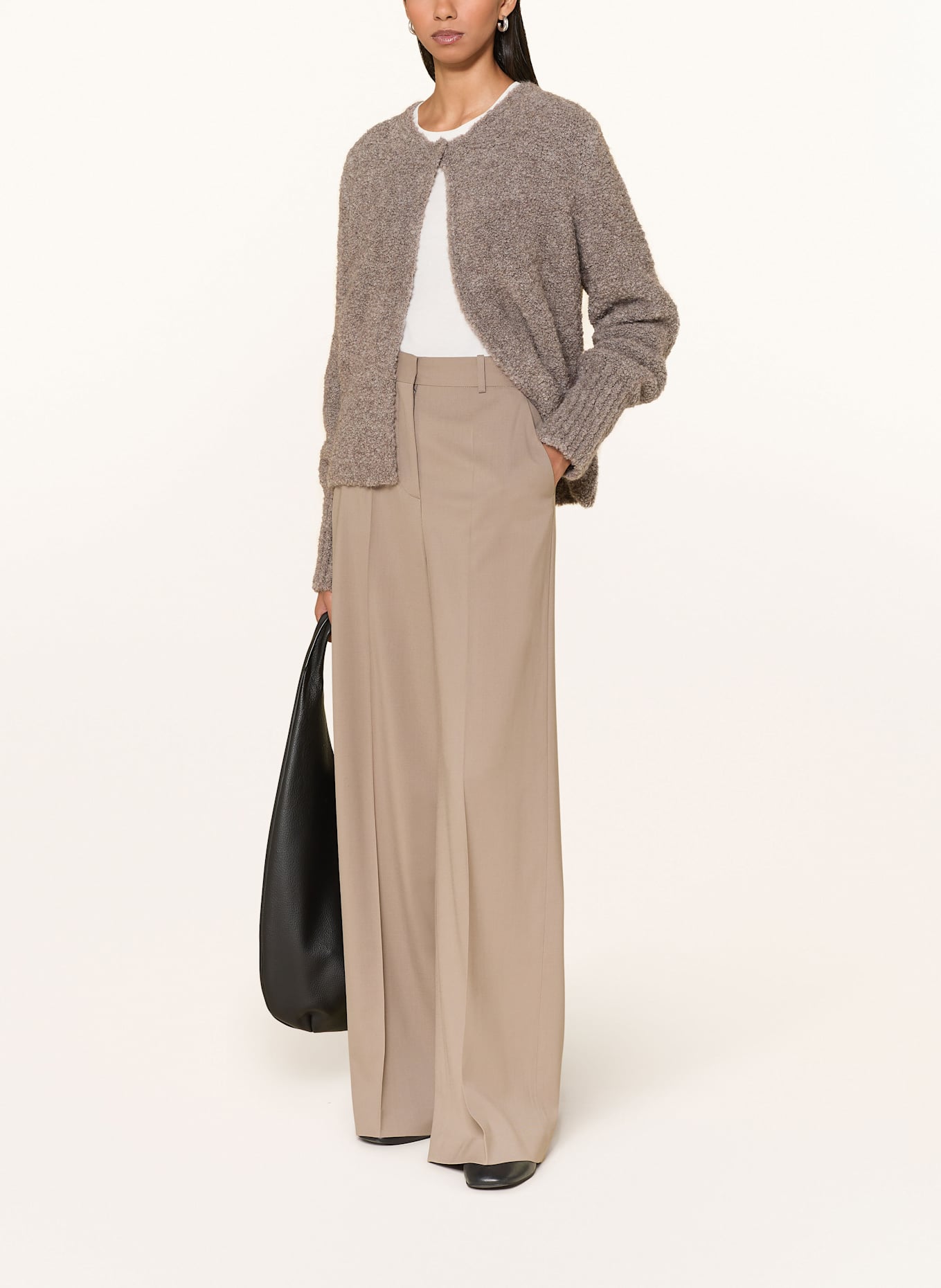 MILANO ITALY Kardigan z bouclé: SZAROBRĄZOWY